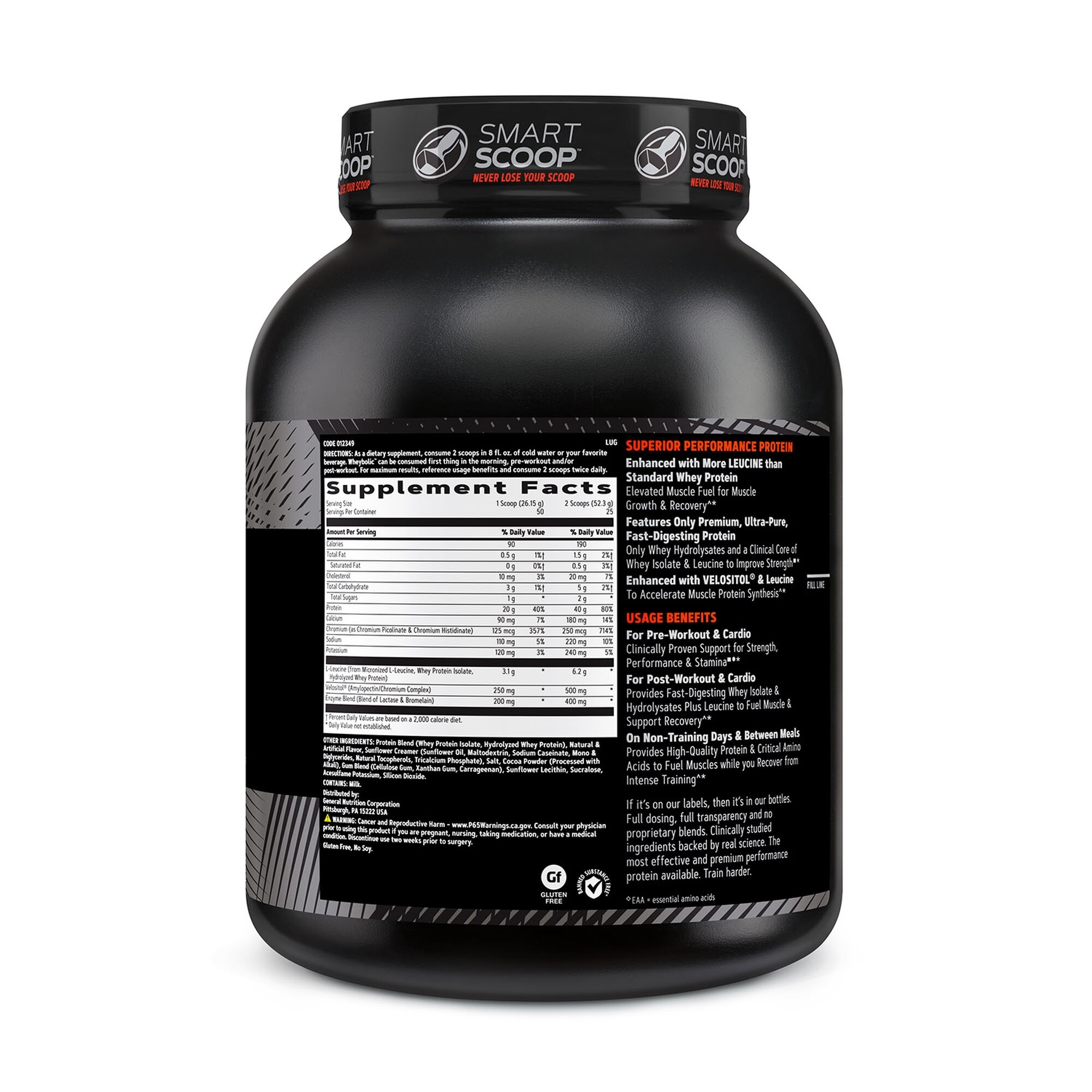 Proteina din zer cu aroma de unt de arahide AMP Wheybolic, 1307.5 g, GNC