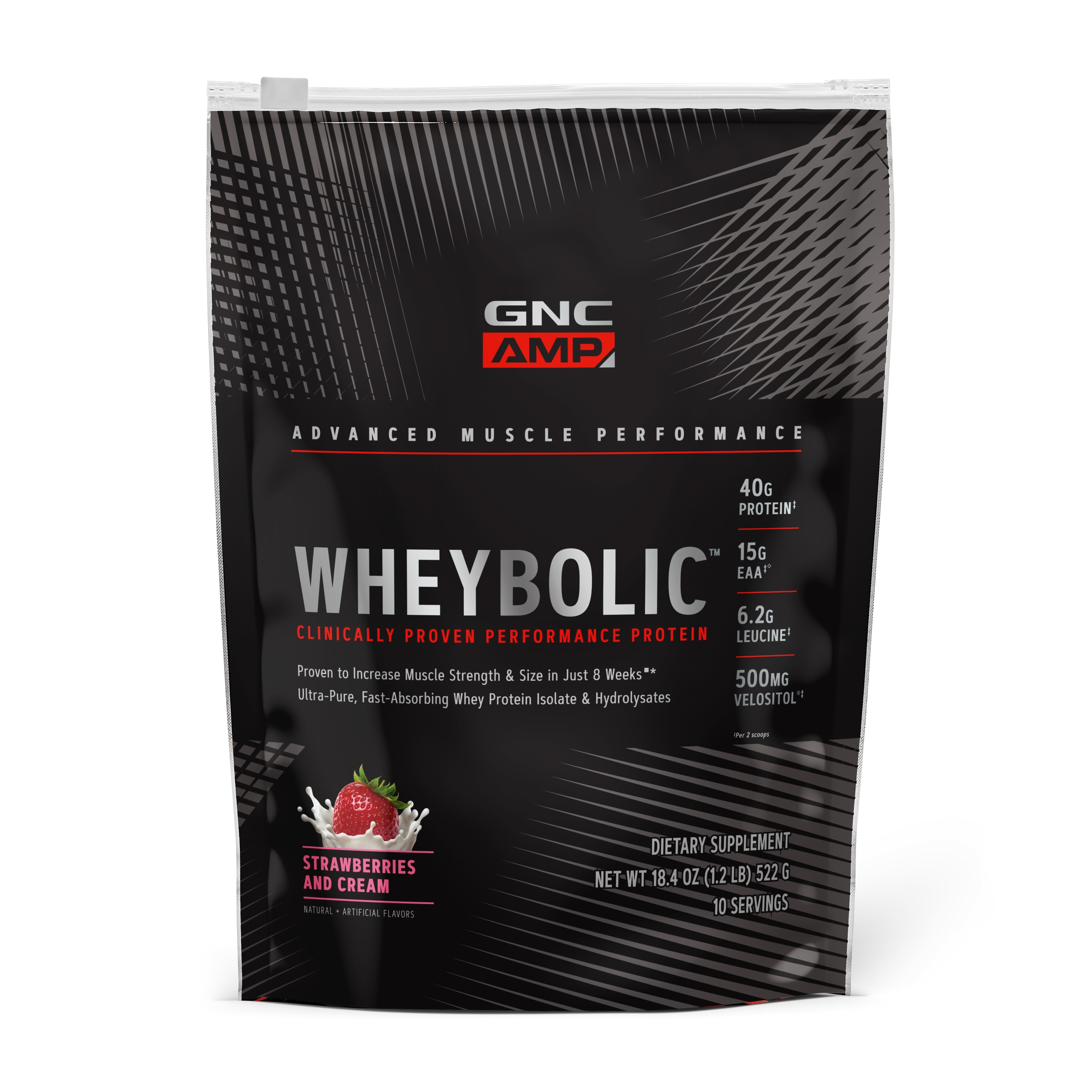 Proteina din zer cu aroma de capsuni AMP Wheybolic, 522 g, AMP
