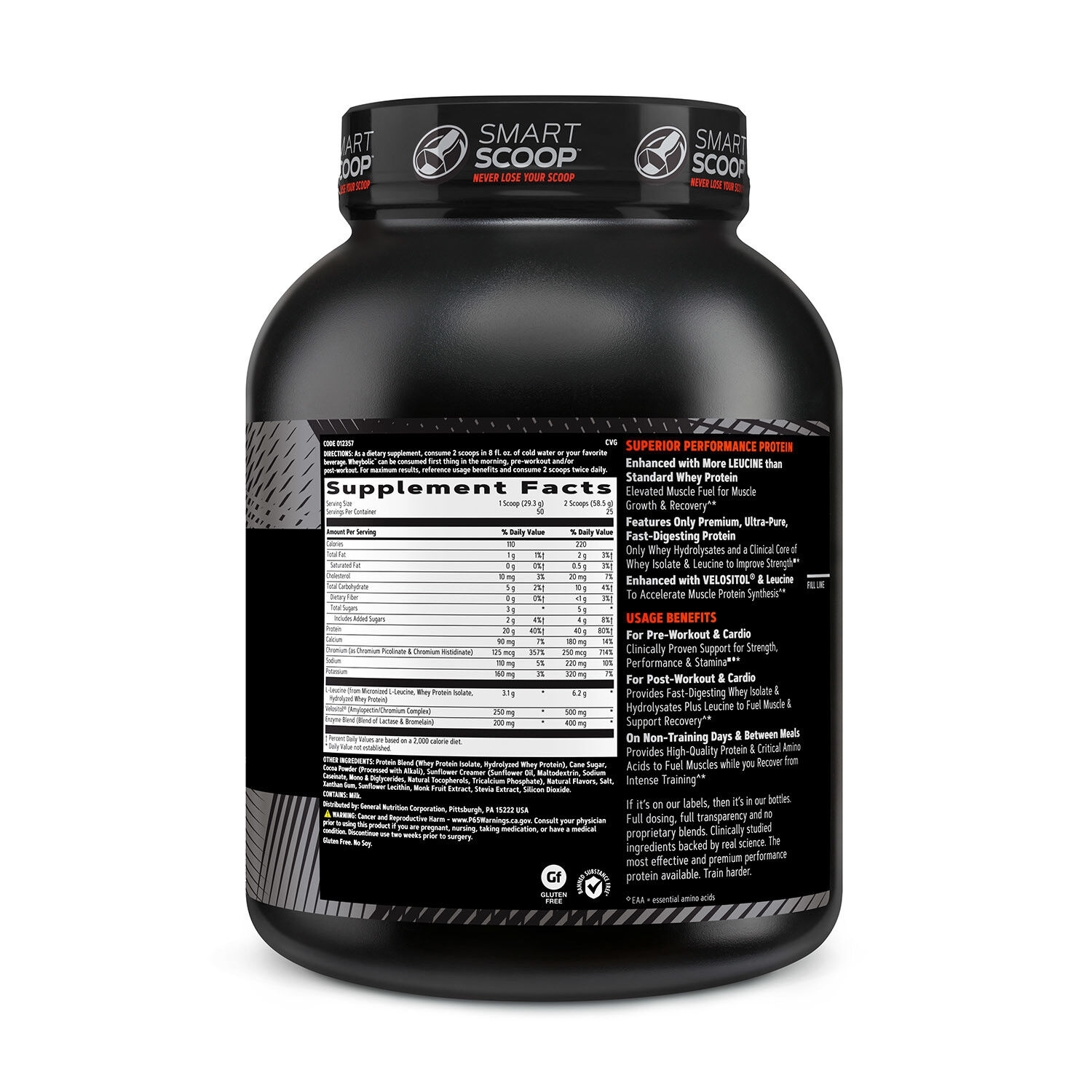Proteina din zer cu aroma naturala de ciocolata AMP Wheybolic, 1462 g, GNC