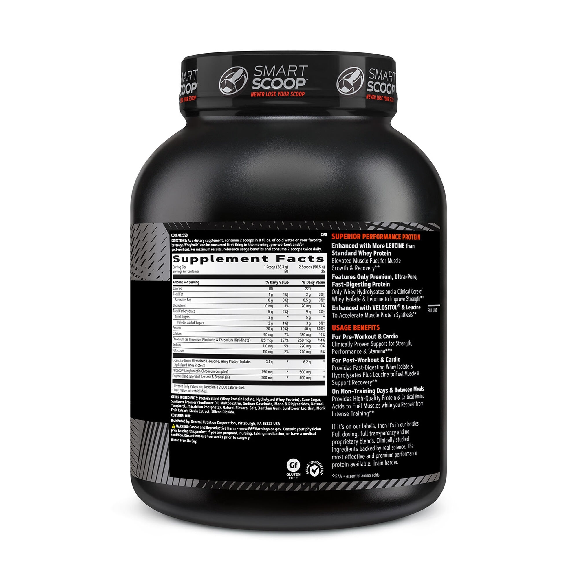 Proteina din zer cu aroma naturala de vanilie AMP Wheybolic, 1412.5 g, GNC