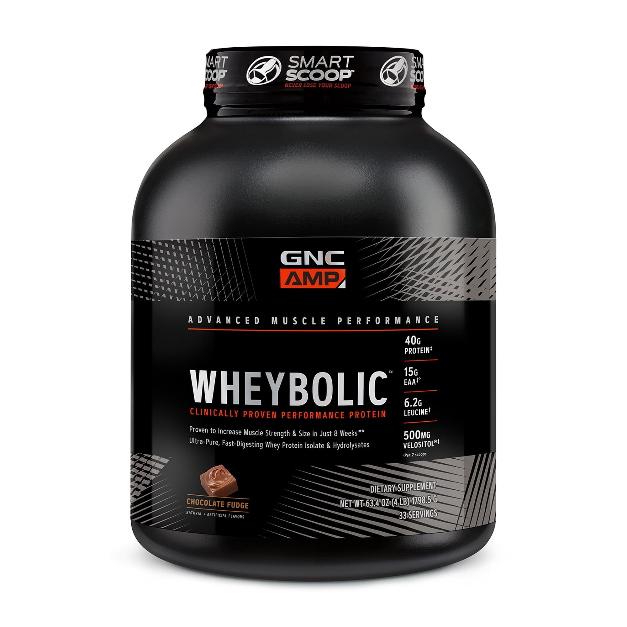 Proteina din zer cu aroma de prajitura de ciocolata AMP Wheybolic, 1798.5 g, GNC
