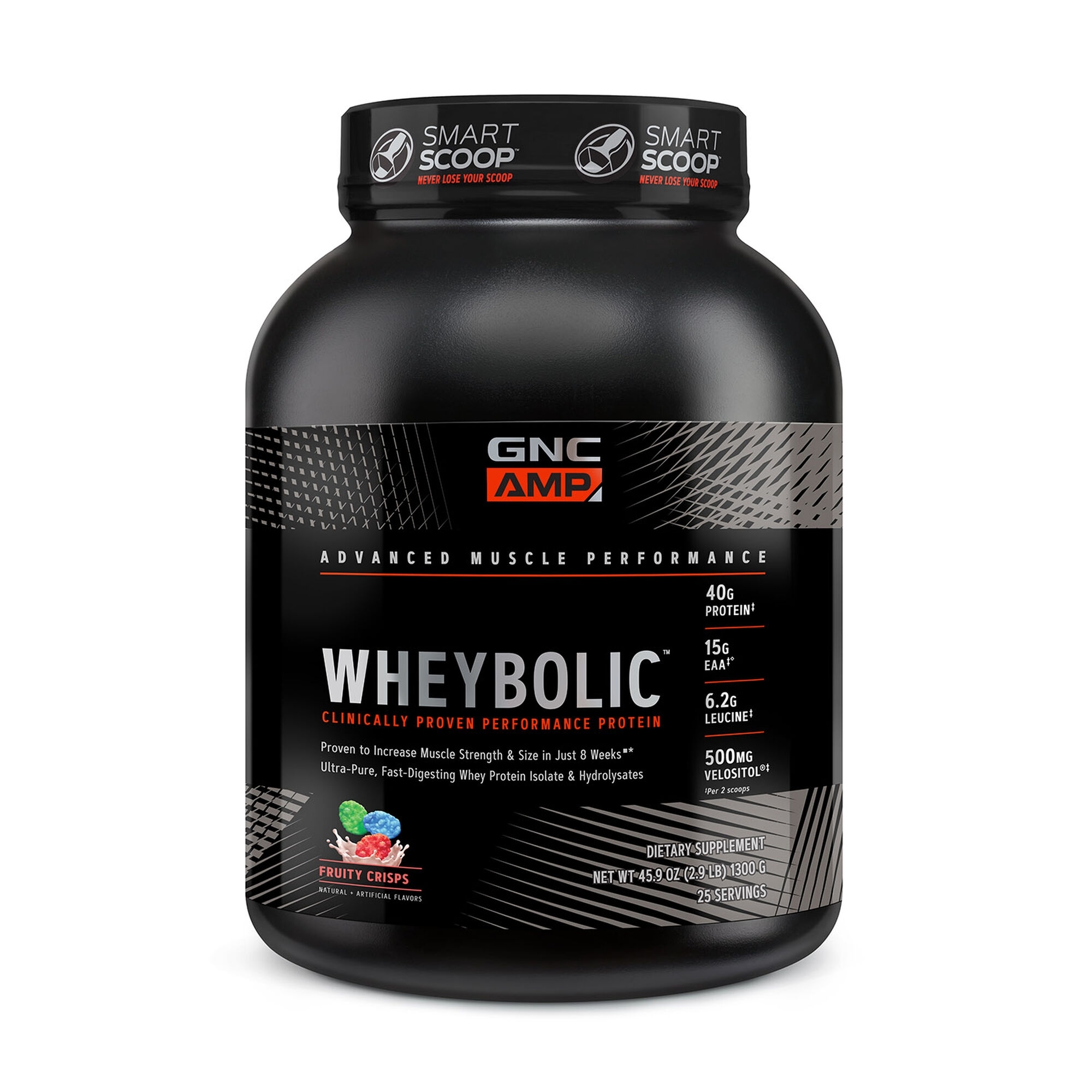 Proteina din zer cu aroma de cereale cu fructe AMP Wheybolic, 1300 g, GNC