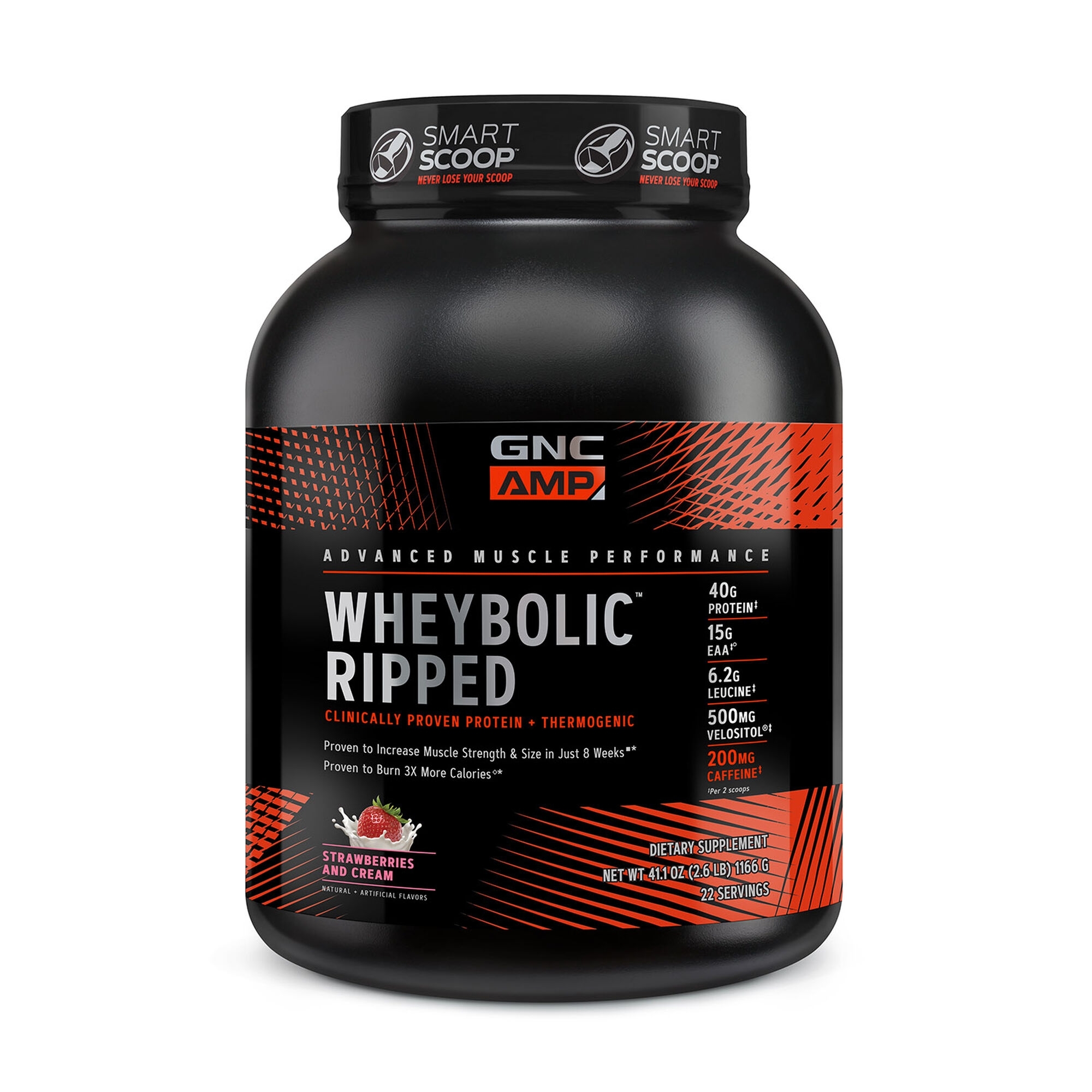 Proteina din zer cu aroma de capsuni AMP Wheybolic Ripped, 1166 g, GNC