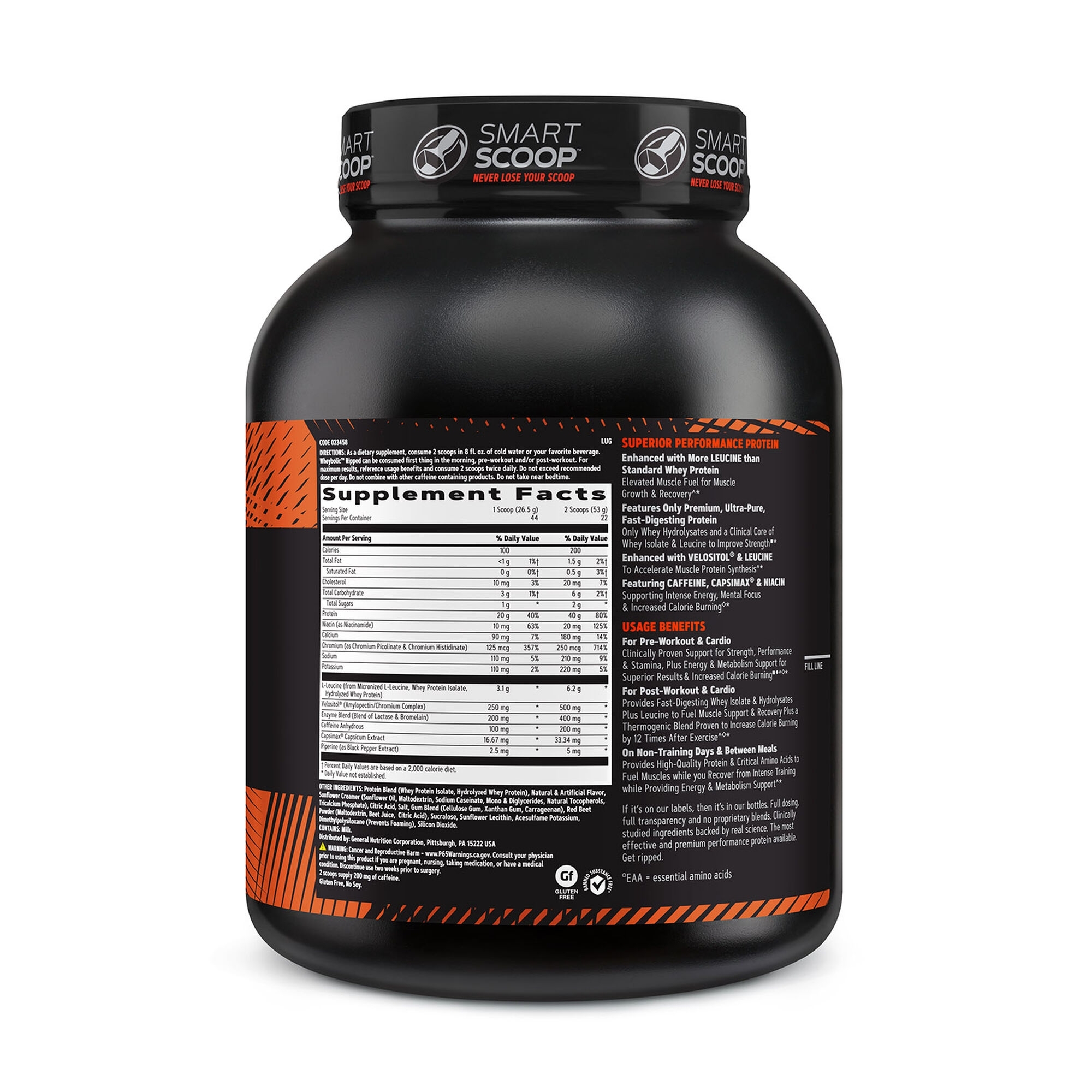 Proteina din zer cu aroma de capsuni AMP Wheybolic Ripped, 1166 g, GNC