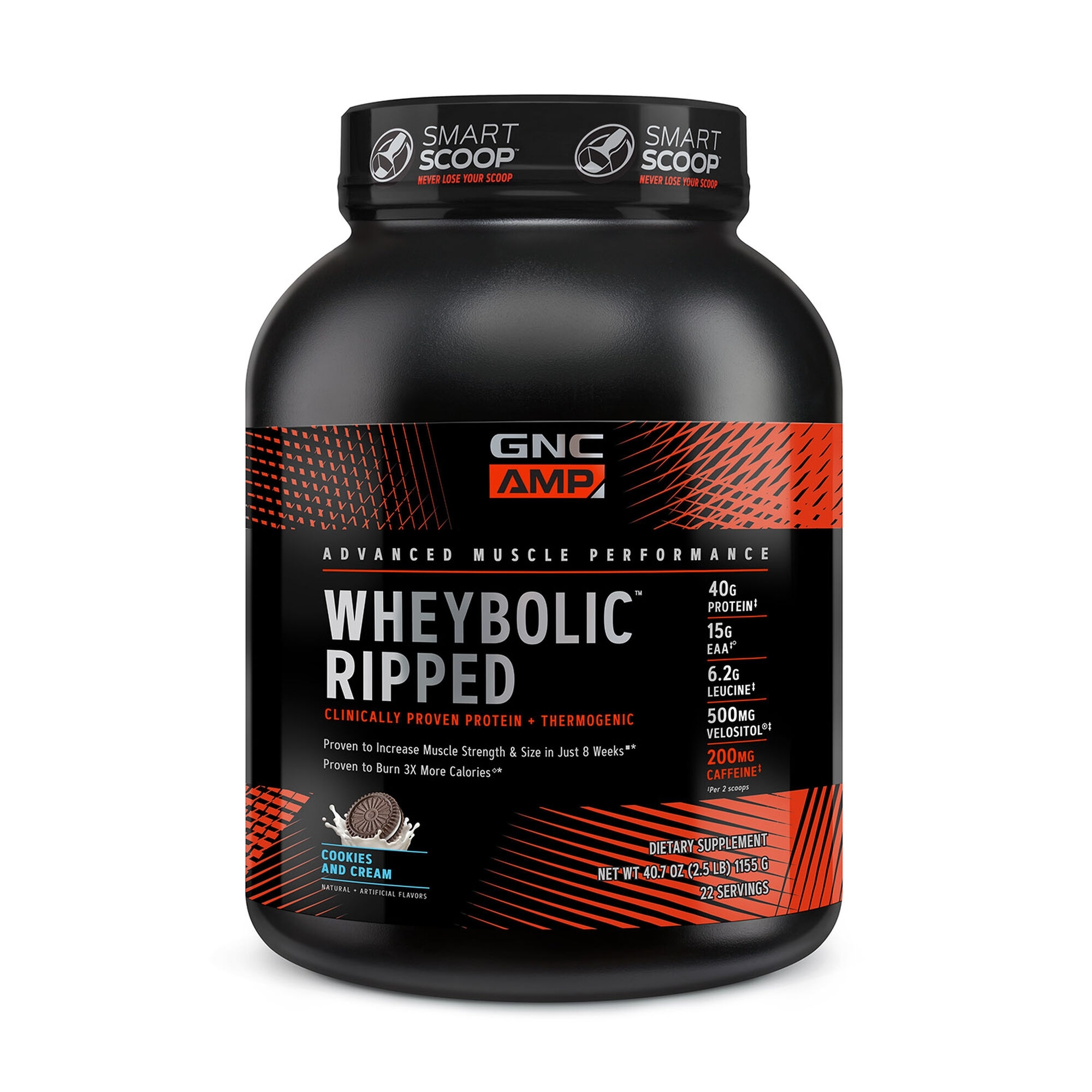 Proteina din zer cu aroma de biscuiti cu crema AMP Wheybolic Ripped, 1155 g, GNC