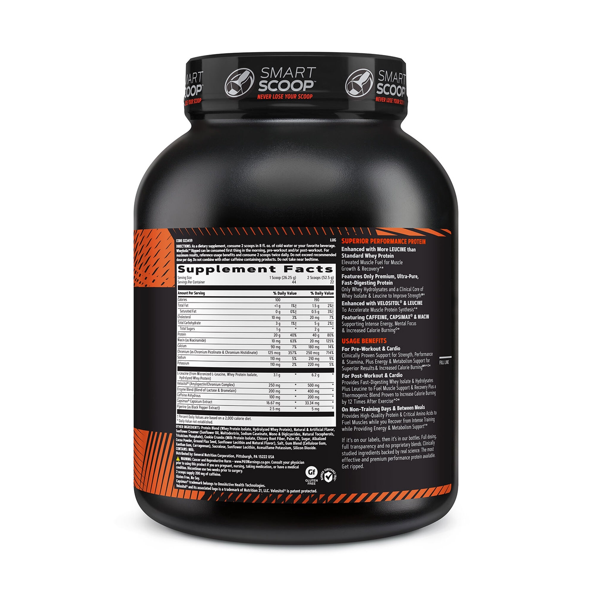 Proteina din zer cu aroma de biscuiti cu crema AMP Wheybolic Ripped, 1155 g, GNC