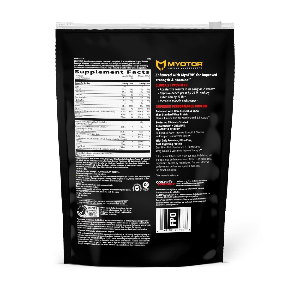 Proteina din zer cu aroma de ciocolata Amp Wheybolic Alpha, 540.9 g, GNC