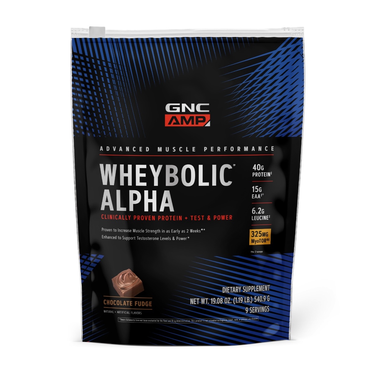Proteina din zer cu aroma de ciocolata Amp Wheybolic Alpha, 540.9 g, GNC