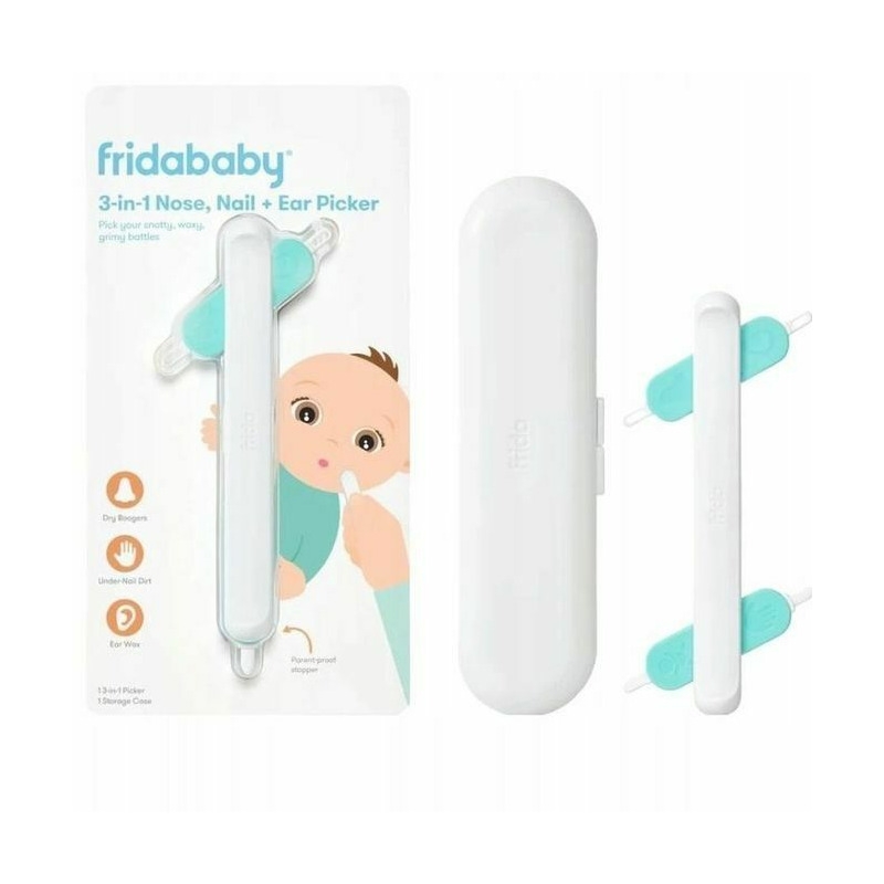 Fridababy - Dispozitiv de curatare multifunctional, Cu 4 capete, Pentru unghii, mucoasa nazala, urechi si alte parti ale corpului, Reutilizabil, 0 luni+
