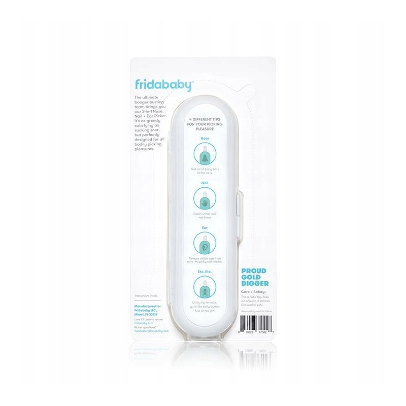 Fridababy - Dispozitiv de curatare multifunctional, Cu 4 capete, Pentru unghii, mucoasa nazala, urechi si alte parti ale corpului, Reutilizabil, 0 luni+
