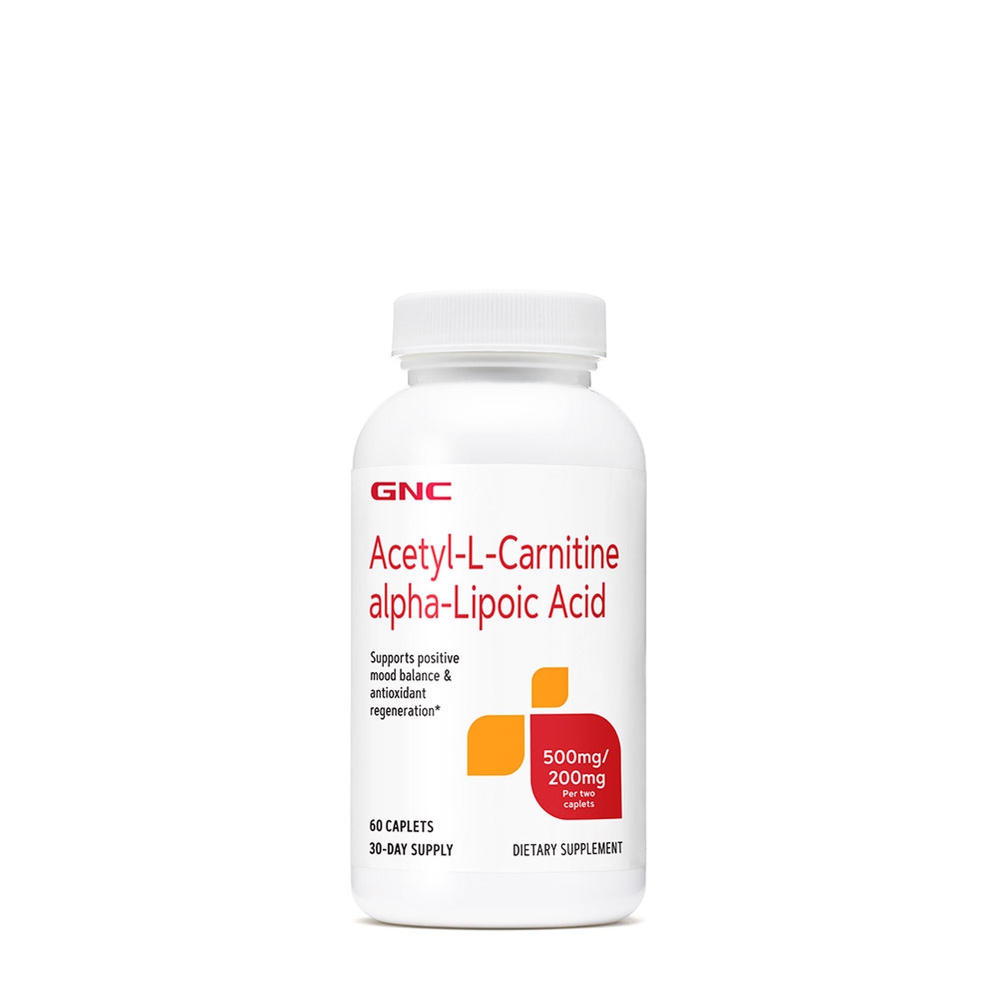ALA Acetil L-carnitina 500 mg si acid alfa lipoic 200 mg, 60 tablete, GNC