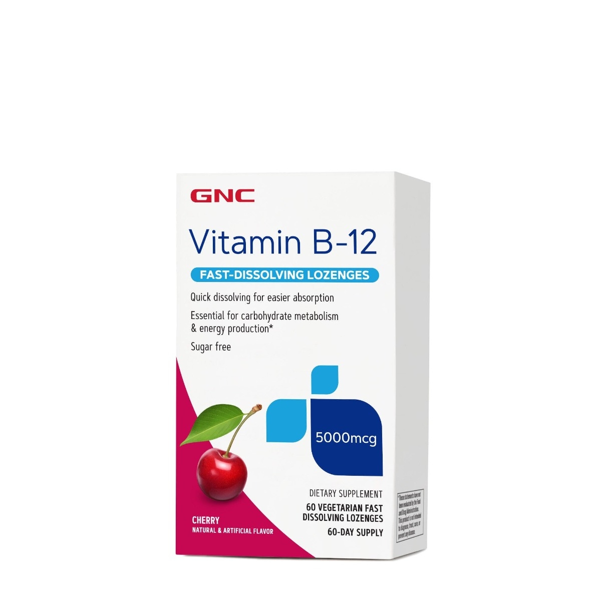 GNC - Vitamina B-12 5000mcg cu dizolvare rapida aroma de cirese 60drajeuri