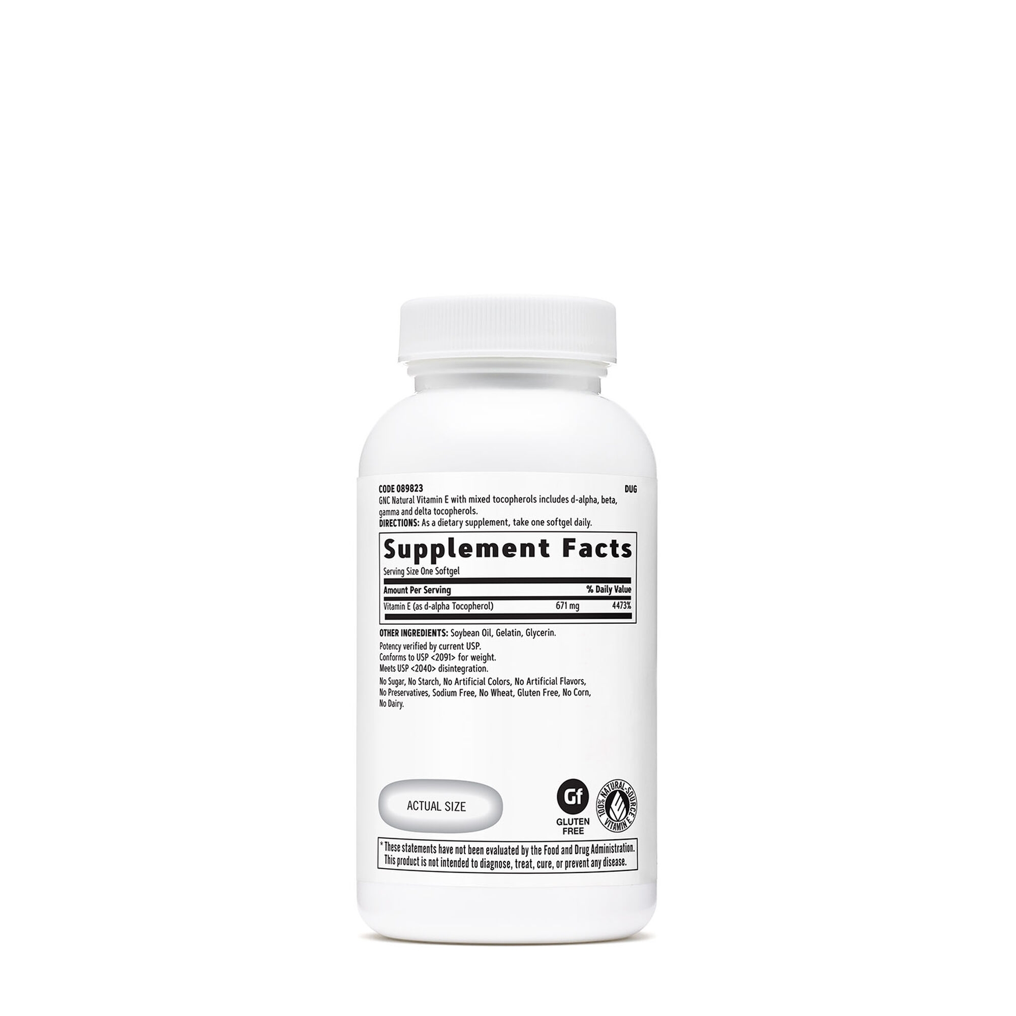 Vitamina E naturala 1000 UI, 60 capsule, GNC