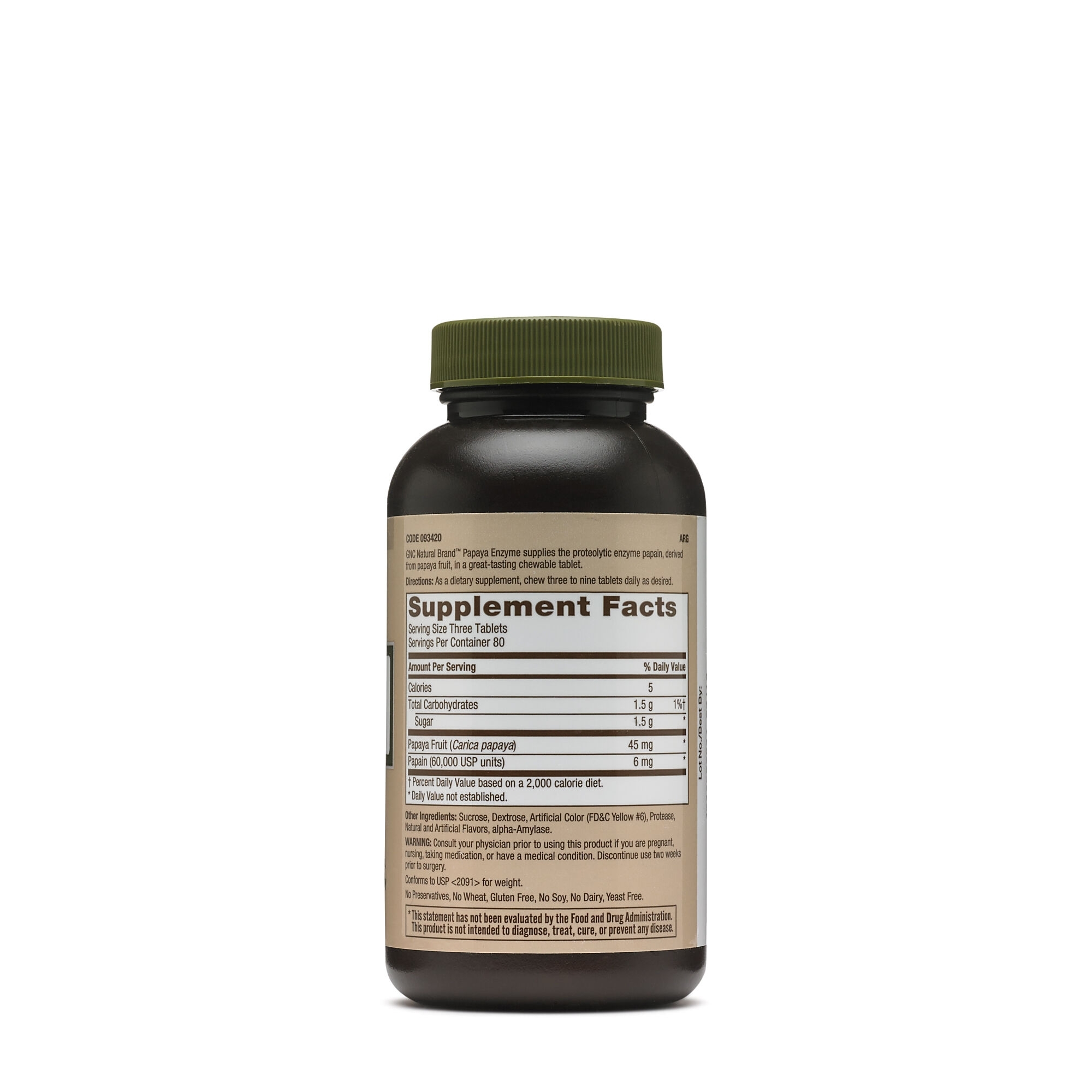 Enzime digestive din papaia Natural Brand, 240 tablete, GNC