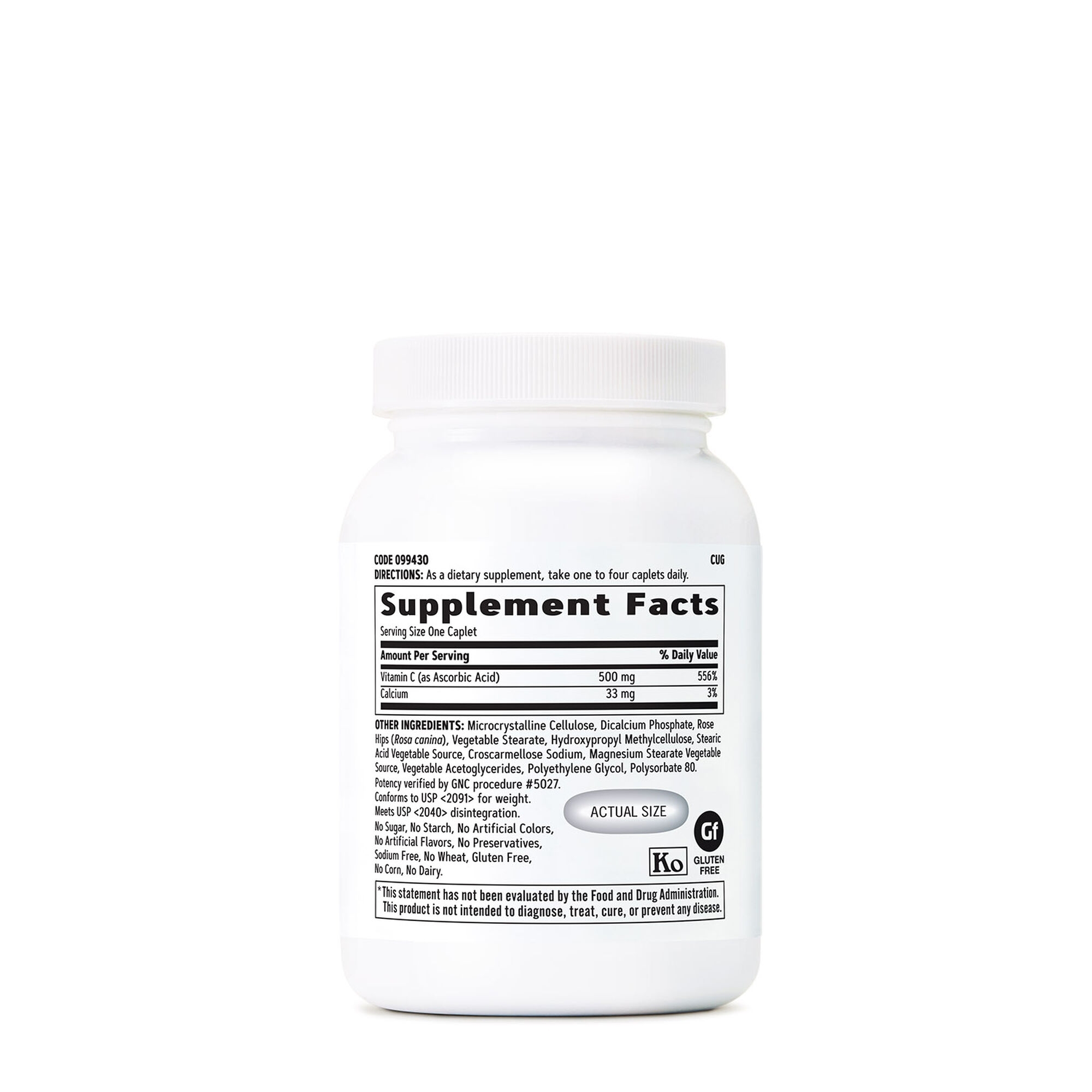 Vitamina C 500 mgcu macese, 250 tablete, GNC