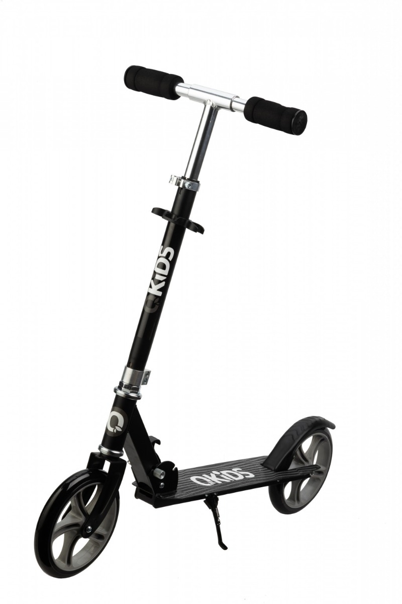 Trotineta freestyle, QKIDS, WEISS Black, Ghidon reglabil pe 3 trepte, Amortizor Easy&Up, Platforma anti-derapanta, Pliabila, Aluminiu