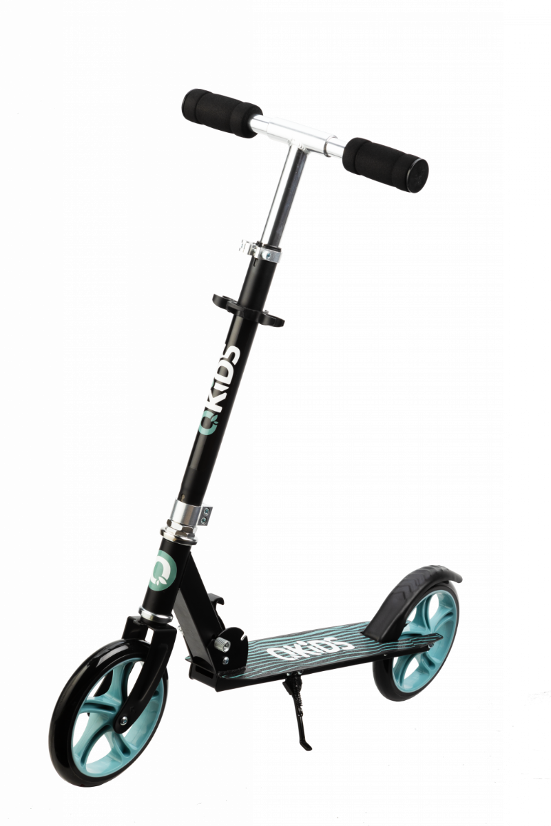 Trotineta freestyle, QKIDS, WEISS Green, Ghidon reglabil pe 3 trepte, Amortizor Easy&Up, Platforma anti-derapanta, Pliabila, Aluminiu