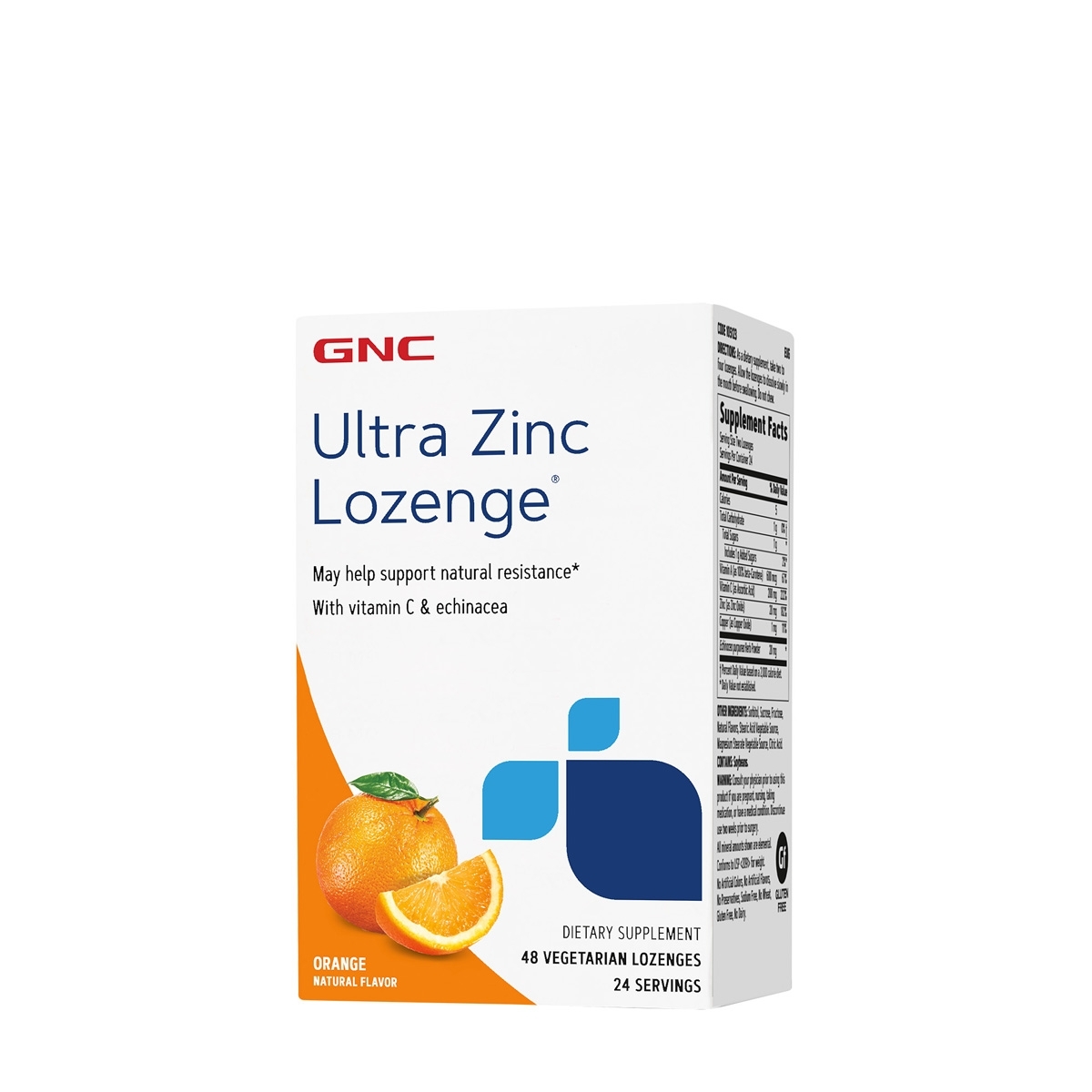 Zinc cu aroma naturala de portocale, 48 tableta, GNC