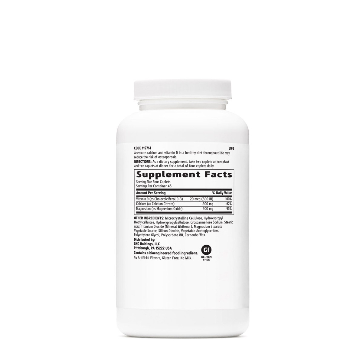 Calciu citrat cu magneziu si vitamina D3, 180 tablete, GNC