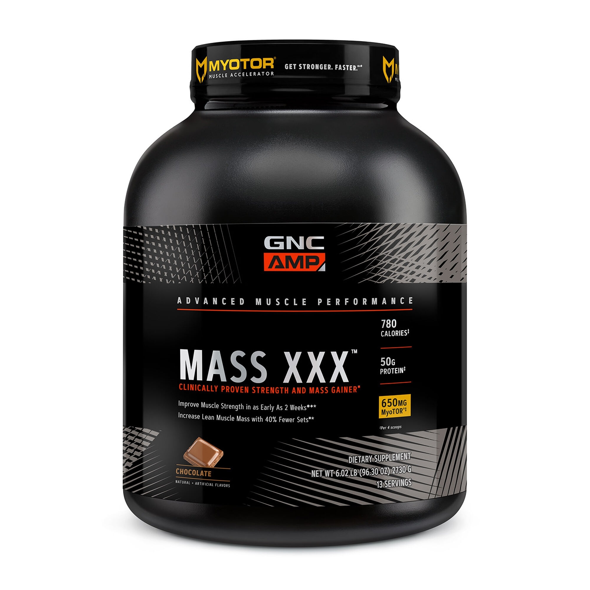 Gainer proteic cu aroma de ciocolata, AMP Mass XXX, 2730 g, GNC