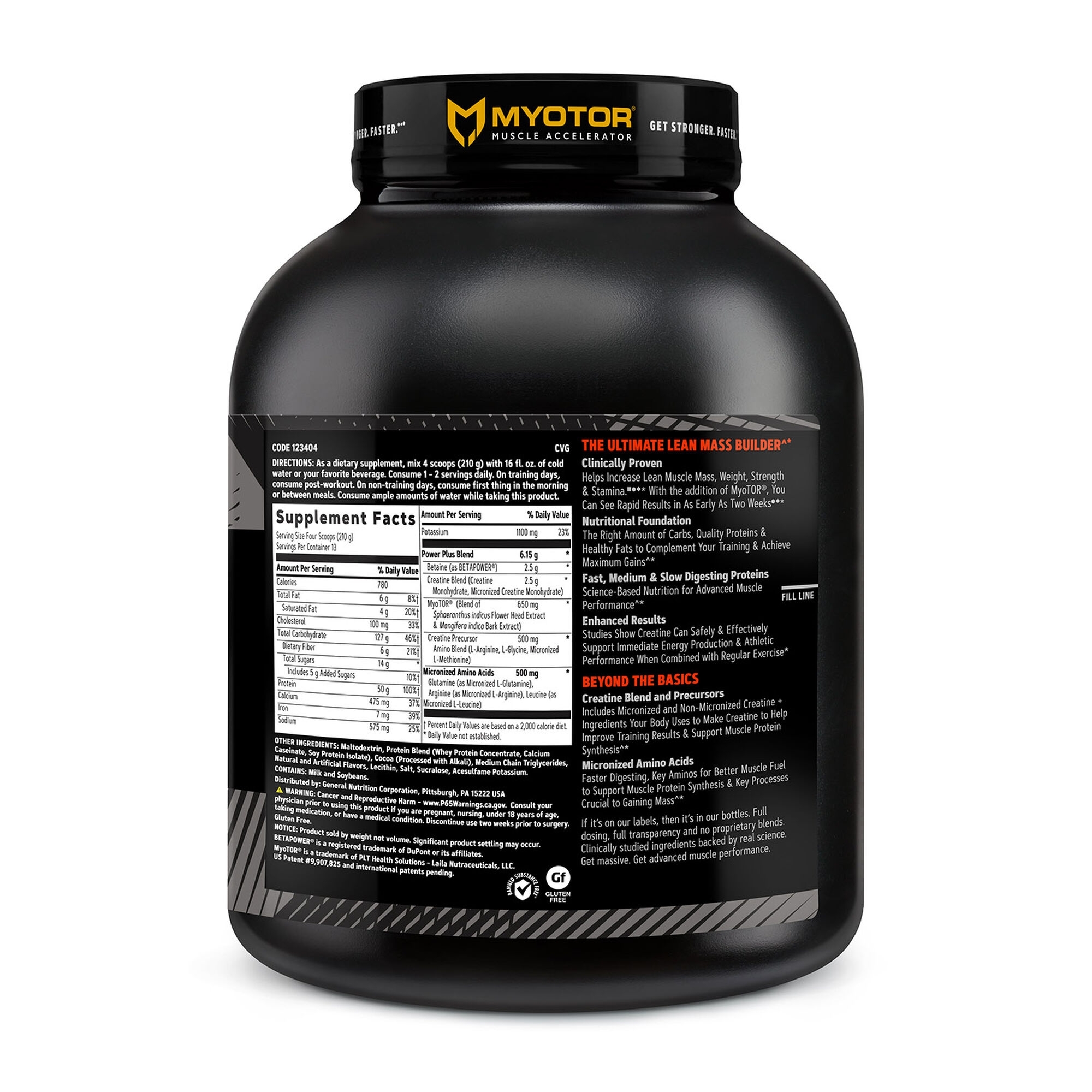 Gainer proteic cu aroma de ciocolata, AMP Mass XXX, 2730 g, GNC