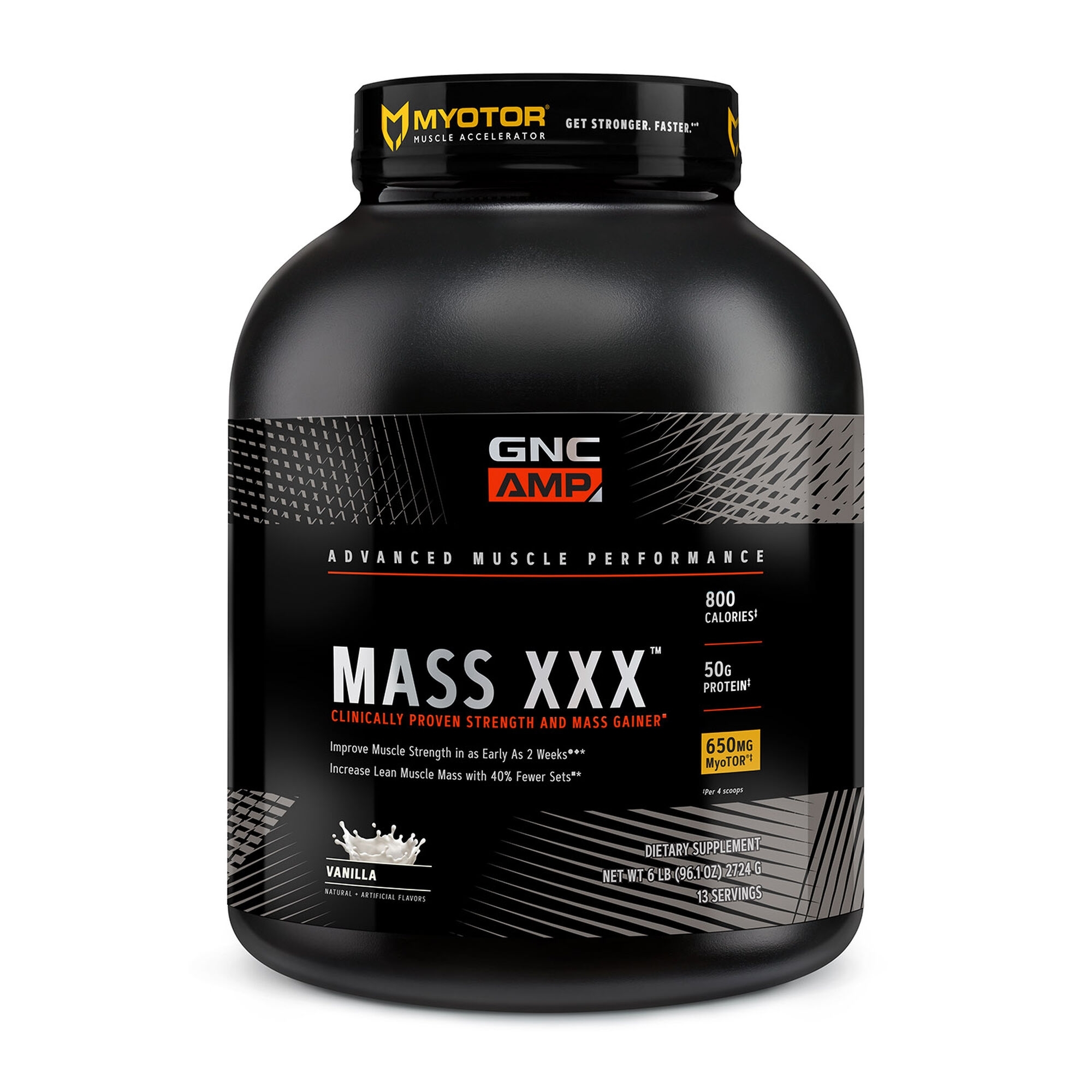 Gainer proteic cu aroma de vanilie AMP Mass XXX, 2724 g, GNC