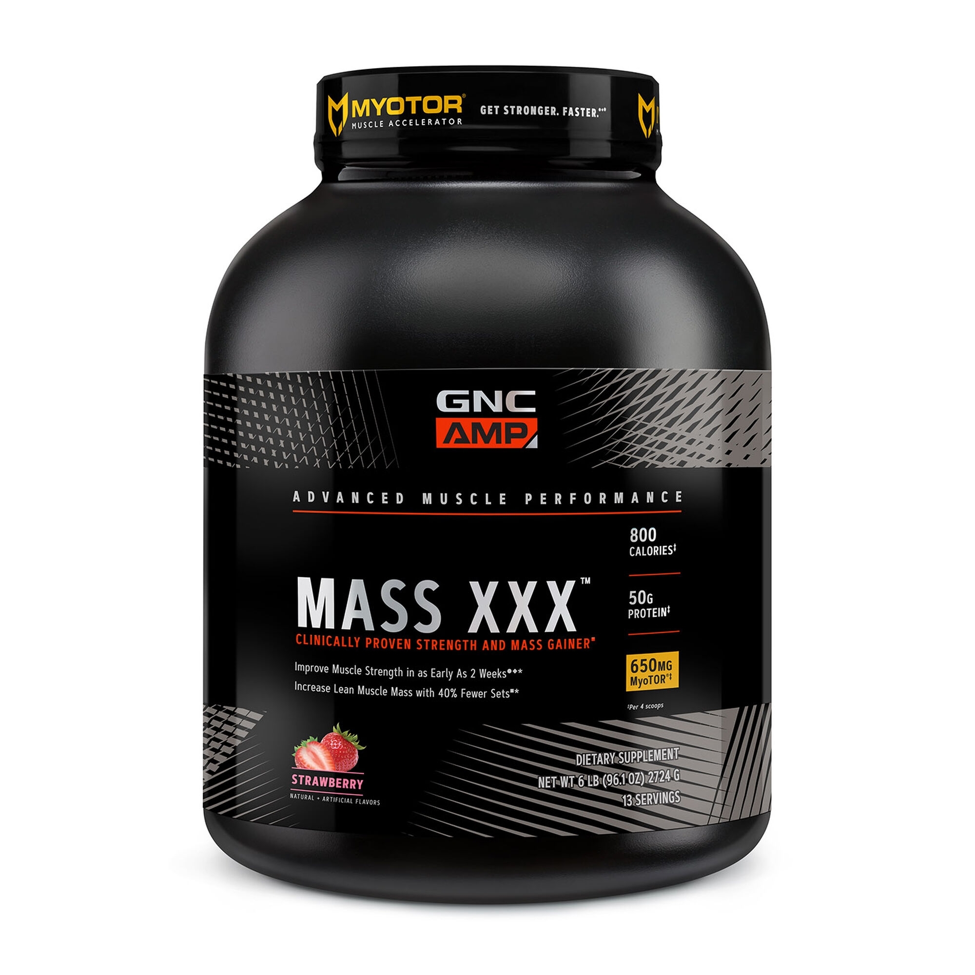 Proteina din zer cu aroma de capsuni AMP Mass XXX, 2724 g, GNC