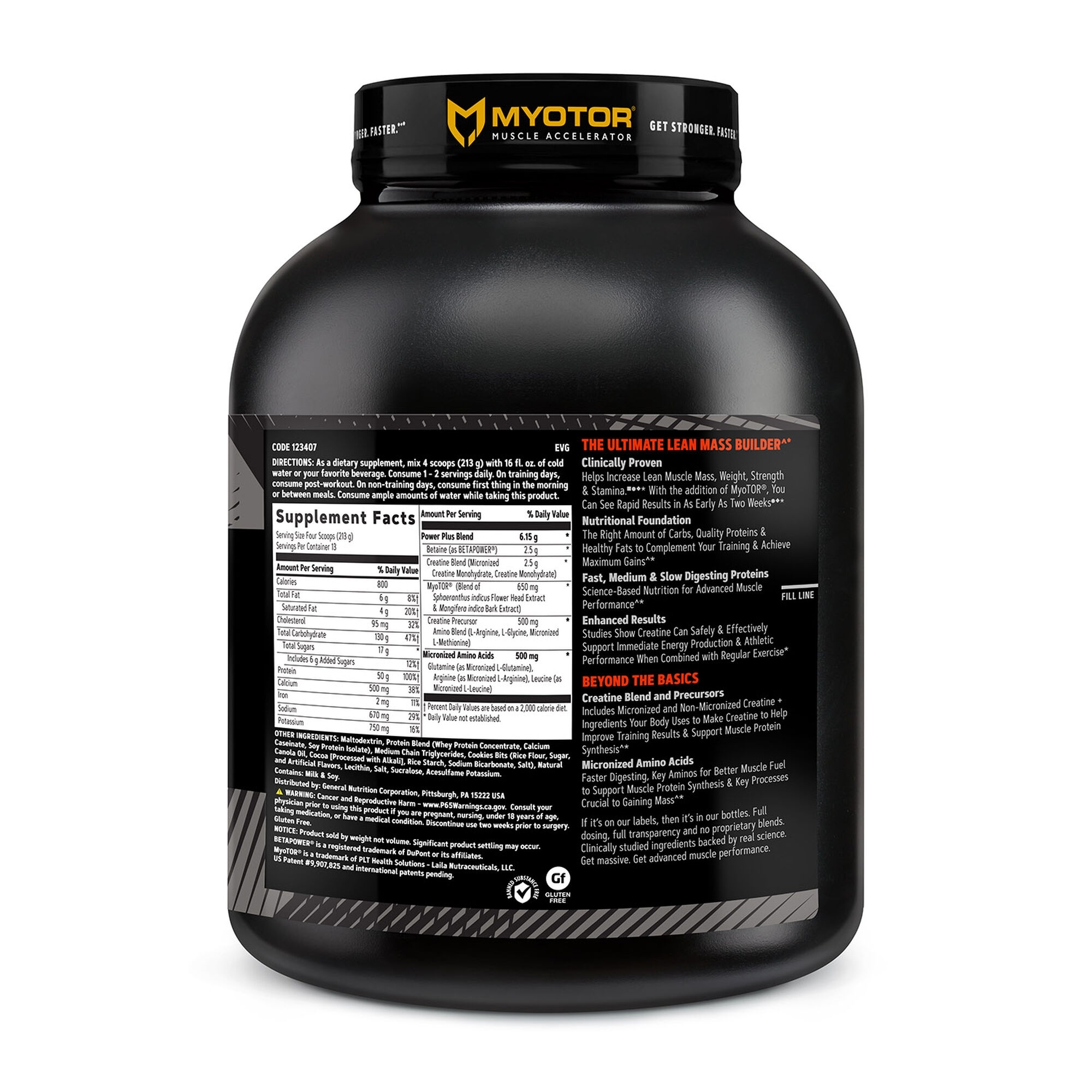Gainer proteic cu aroma de biscuiti si frisca AMP Mass XXX, 2769 g, GNC