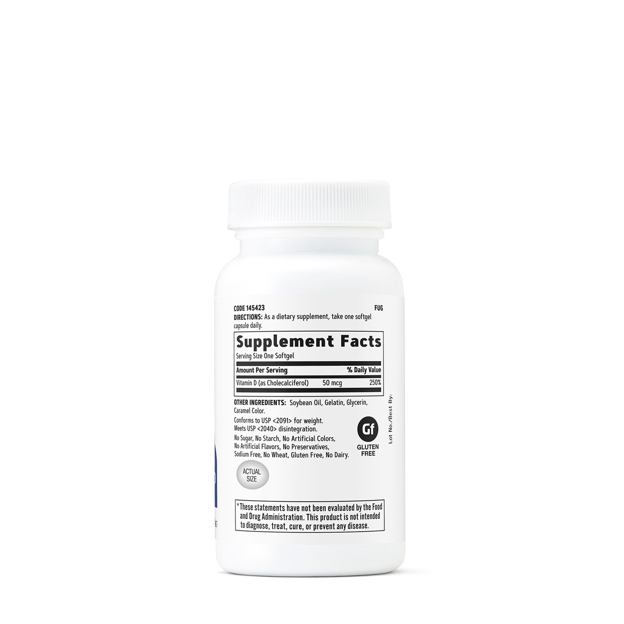 Vitamina D-3 50 mcg (2000 UI) , 180 capsule, GNC