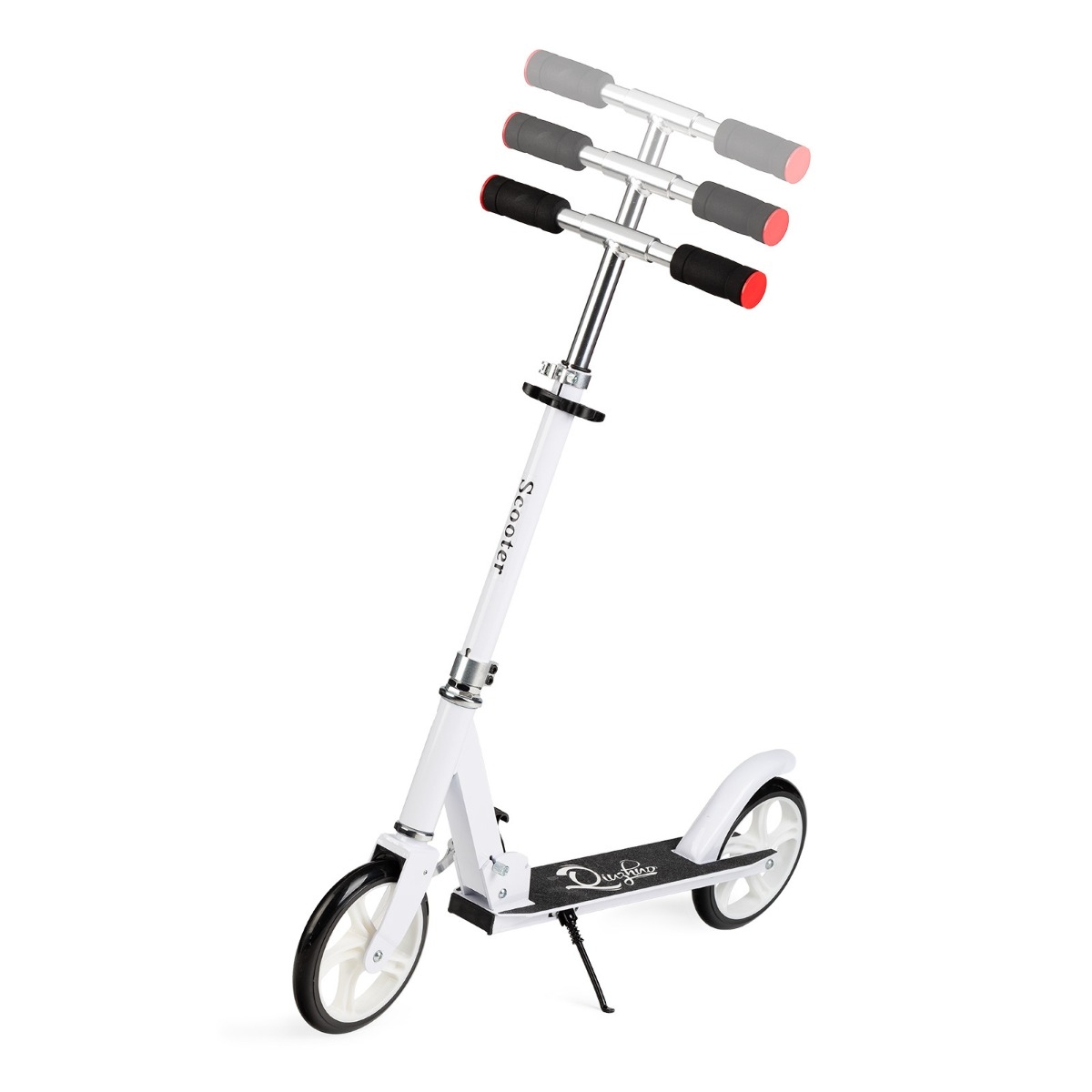 Trotineta freestyle, QKIDS, WEISS White, Ghidon reglabil pe 3 trepte, Amortizor Easy&Up, Platforma anti-derapanta, Pliabila, Aluminiu