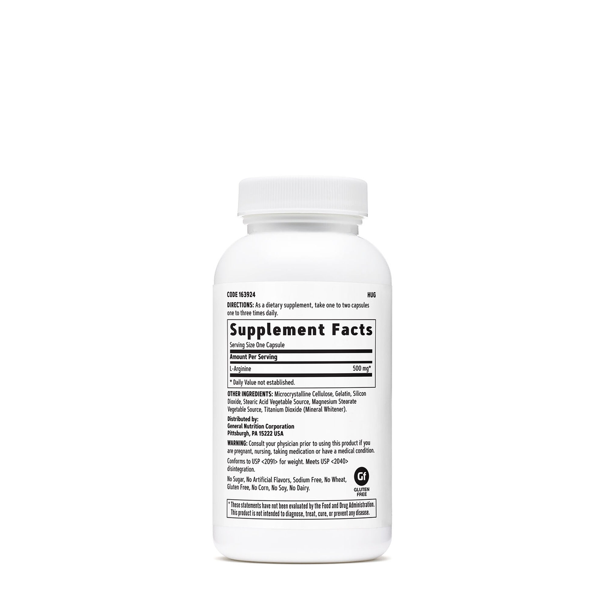 L-arginina 500 mg, 90 capsule, GNC