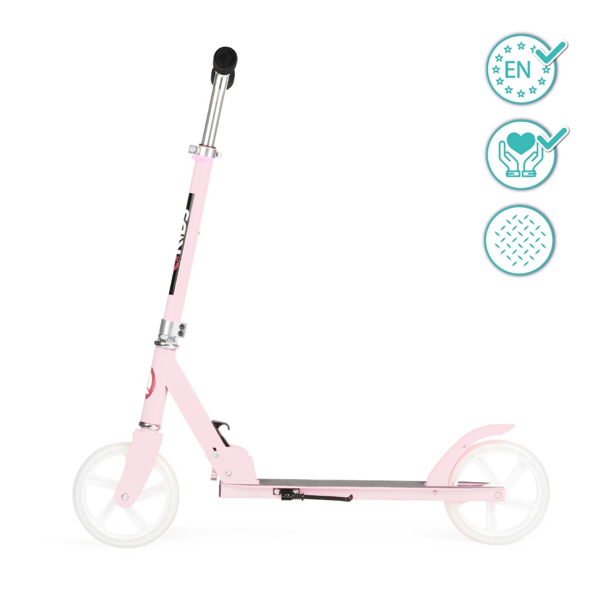 Trotineta freestyle, QKIDS, WEISS Light Pink, Ghidon reglabil pe 3 trepte, Amortizor Easy&Up, Platforma anti-derapanta, Pliabila, Aluminiu