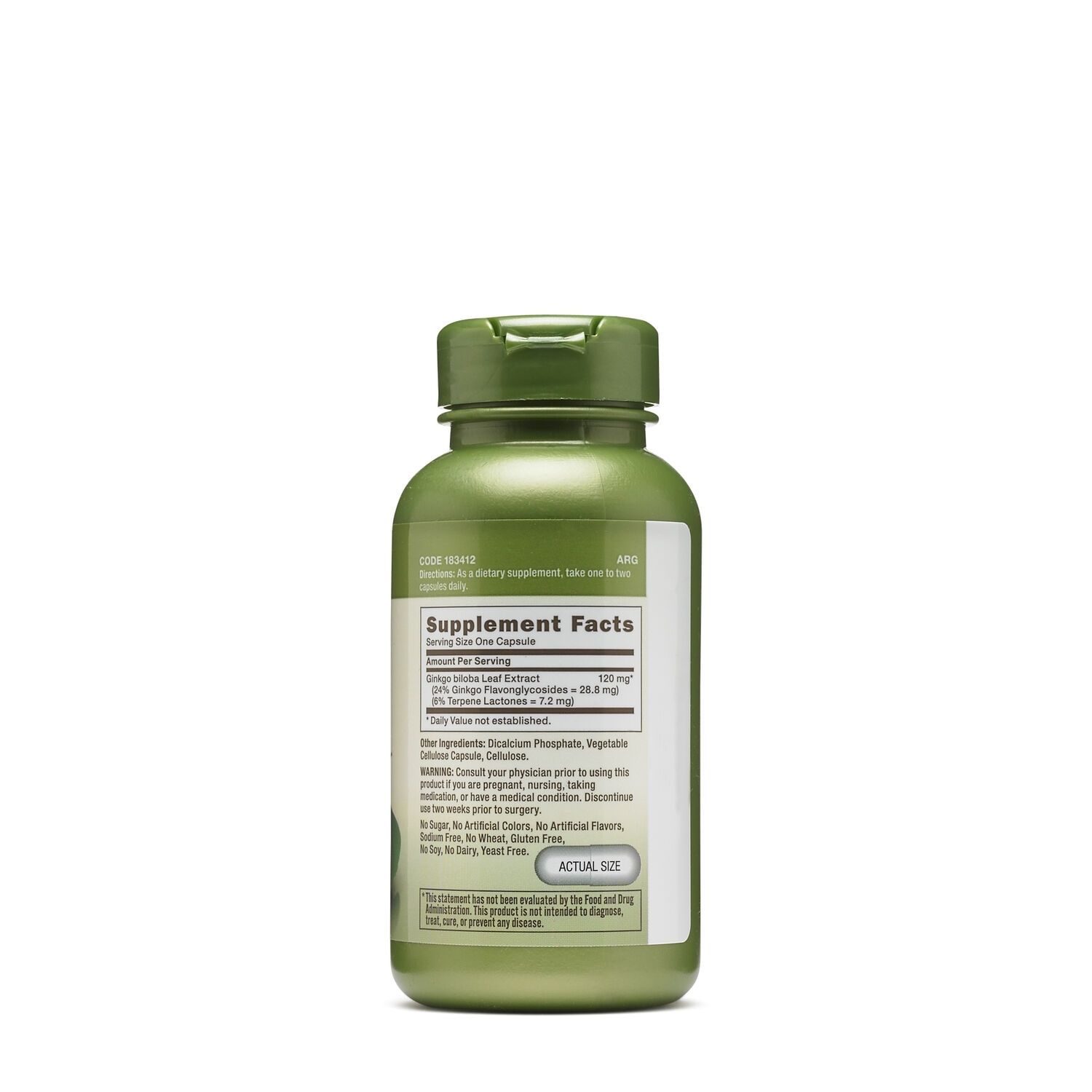 Ginkgo biloba 120 mg Herbal Plus, 100 capsule, GNC