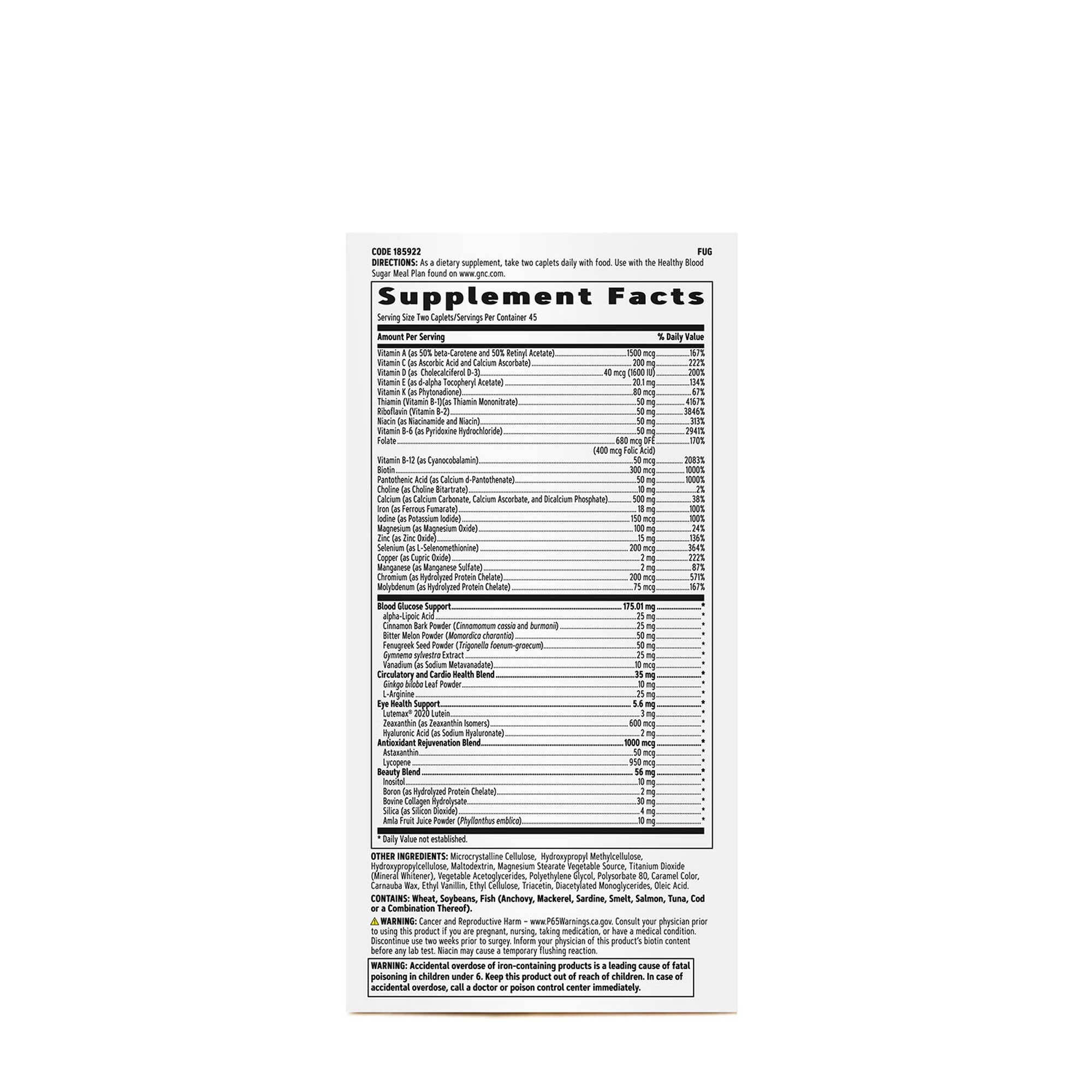 Multivitamine pentru femei pentru suport diabetic, 90 tablete, GNC