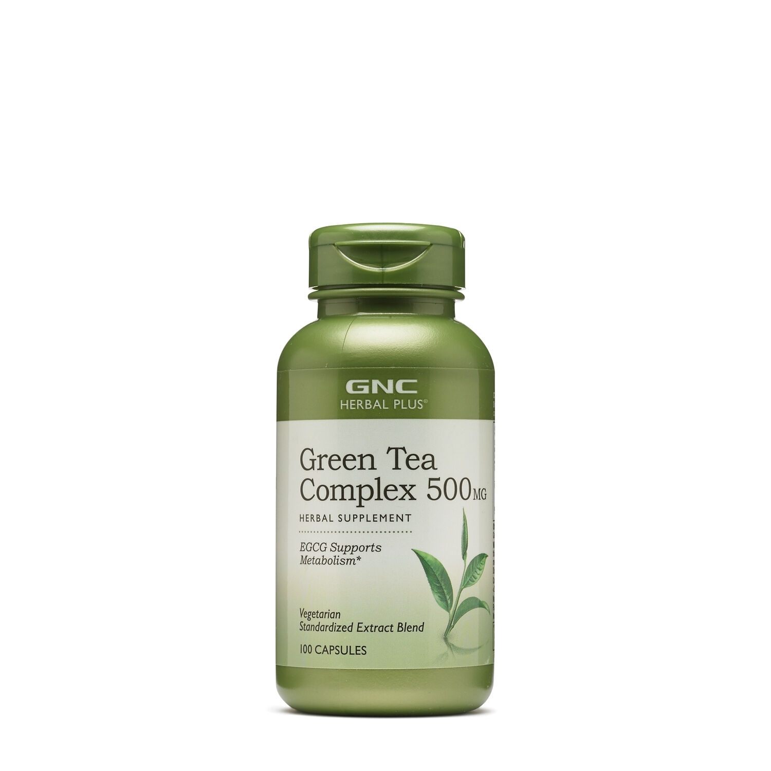 Complex de ceai verde 500 mg Herbal Plus, 100 capsule, GNC