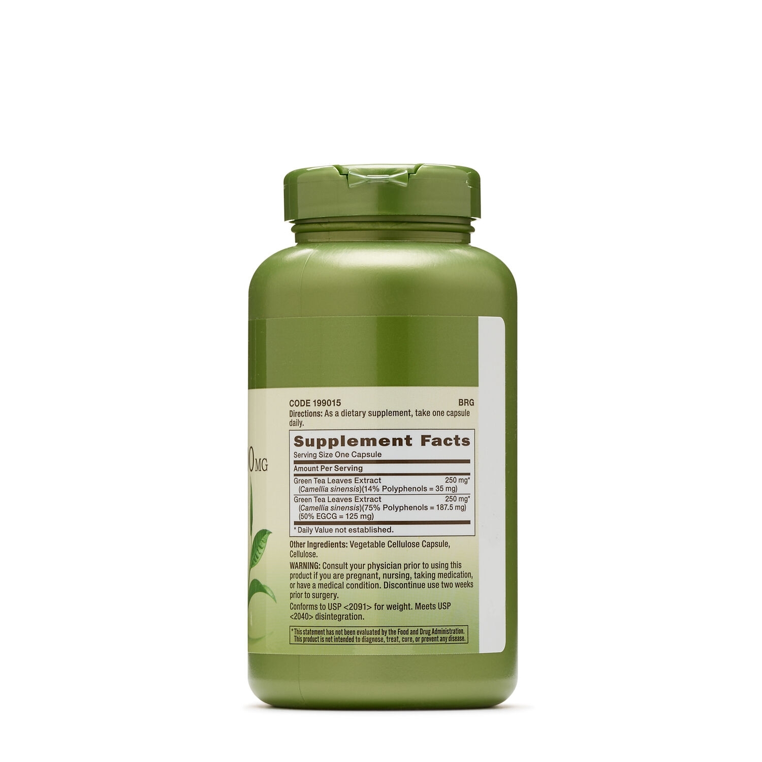 Complex de ceai verde 500 mg Herbal Plus, 200 capsule, GNC