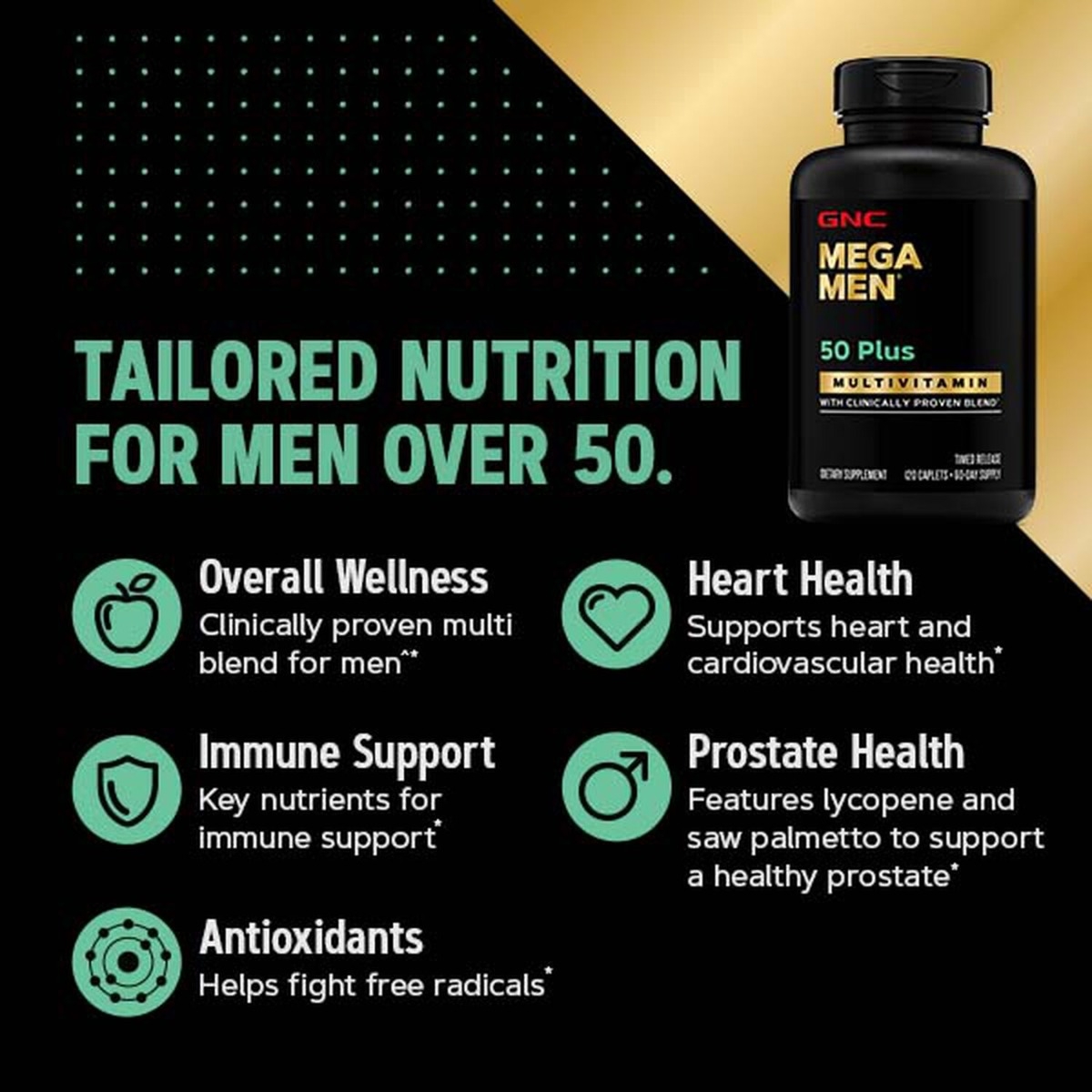 Multivitamine pentru barbati Mega Men 50 Plus, 120 tablete, GNC