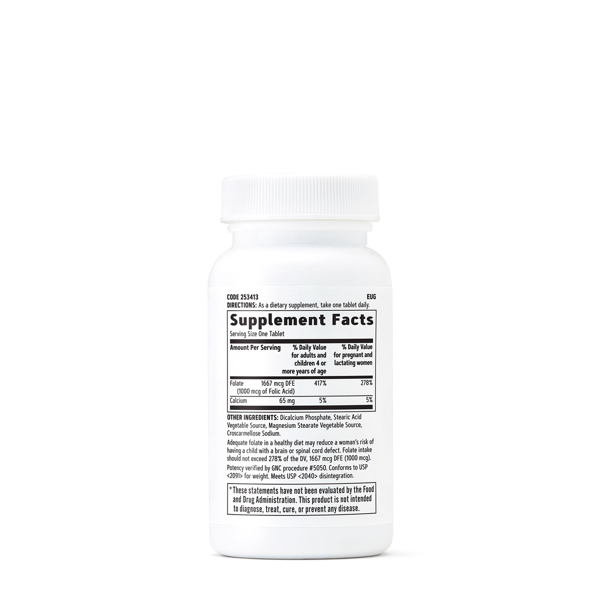 Acid folic 1000 mcg, 100 tablete, GNC