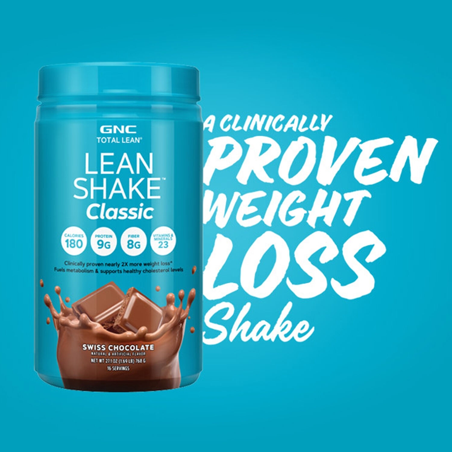 Shake proteic cu aroma de ciocolata elvetiana Total Lean Classic , 768 g, GNC