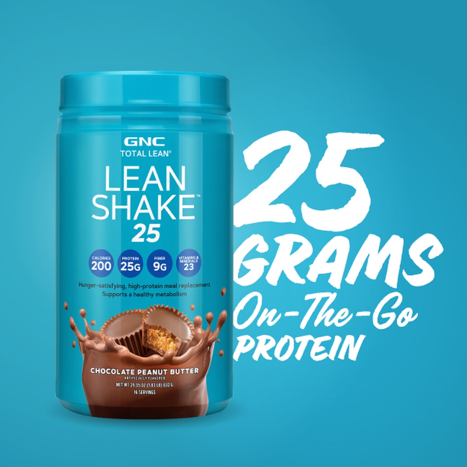 Shake proteic cu aroma de ciocolata si unt de arahide Total Lean, 832 g, GNC
