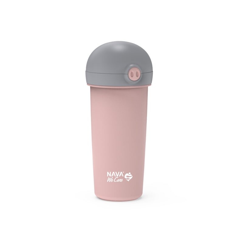 Sticla de plastic cu pai Nava 380ml roz