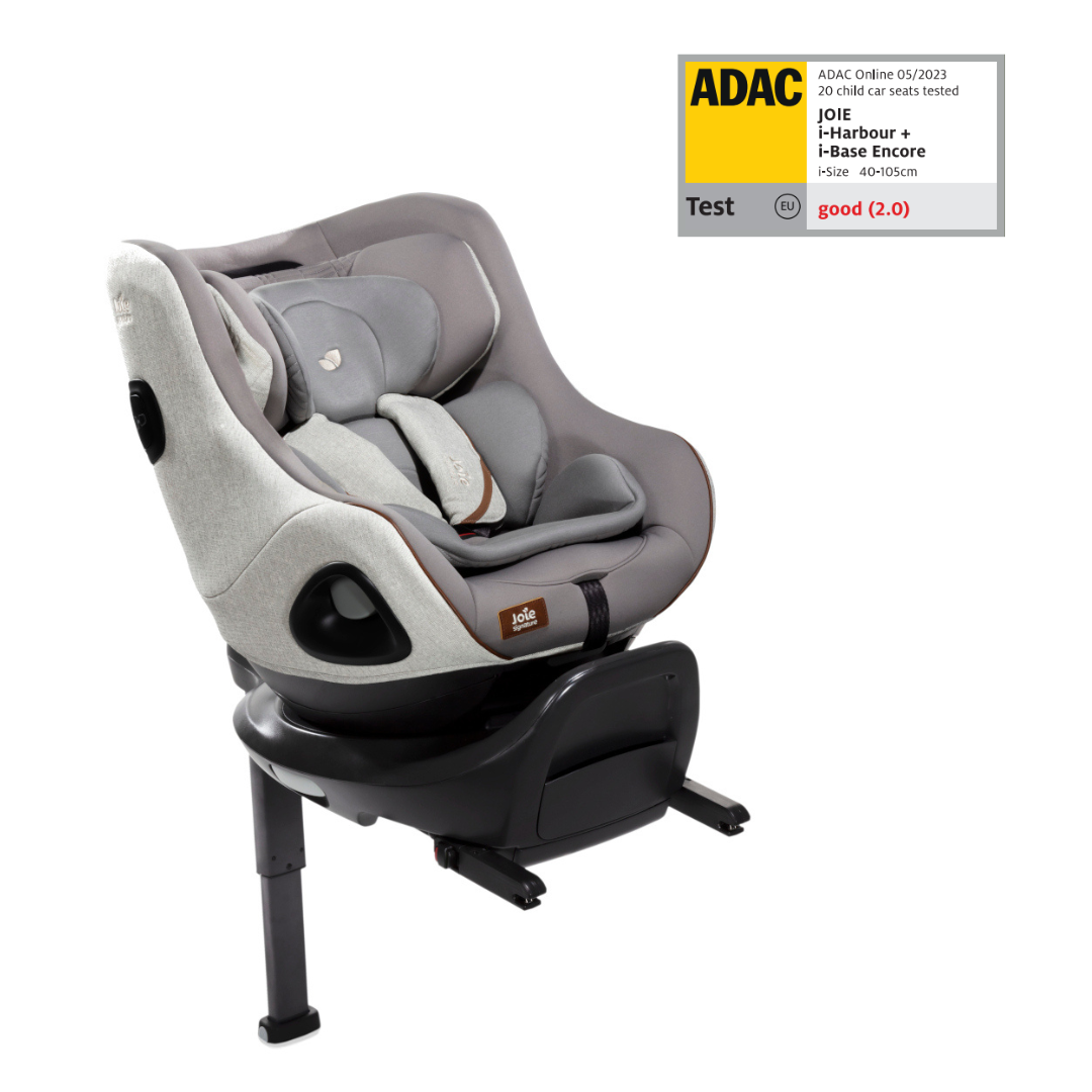 Set scaun auto rotativ i-Size Joie i-Harbour Signature Oyster, 40-105 cm + Baza i-Size i-Base Encore, testat ADAC si certificat R129, Joie