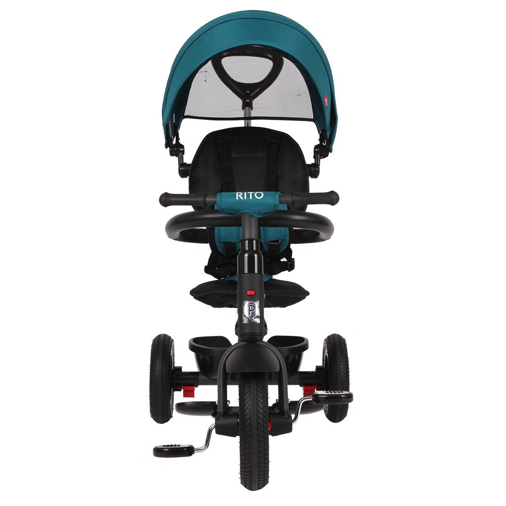 Tricicleta cu roti de cauciuc Qplay Rito Rubber Albastru Inchis