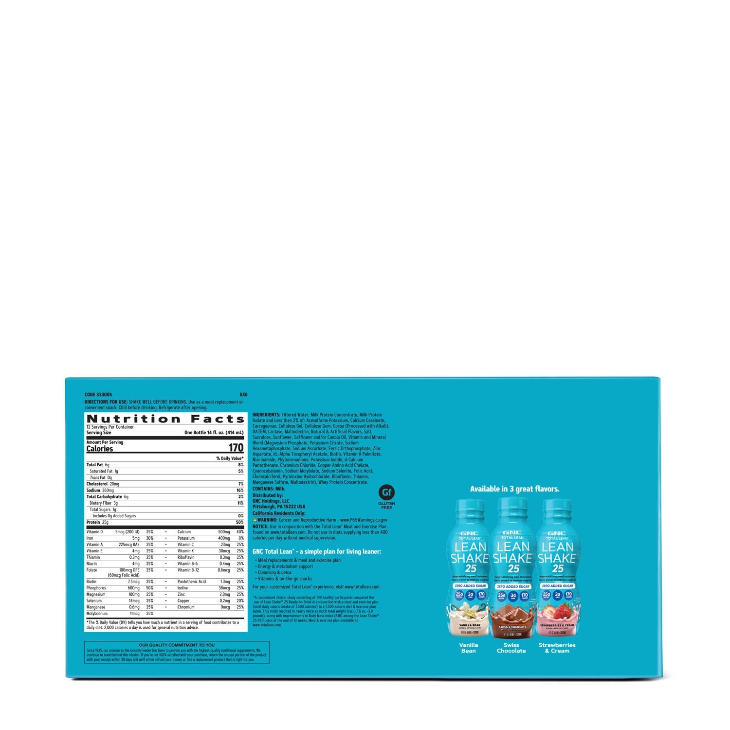 Shake proteic cu aroma de ciocolata elvetiana Total Lean, 414 ml, GNC