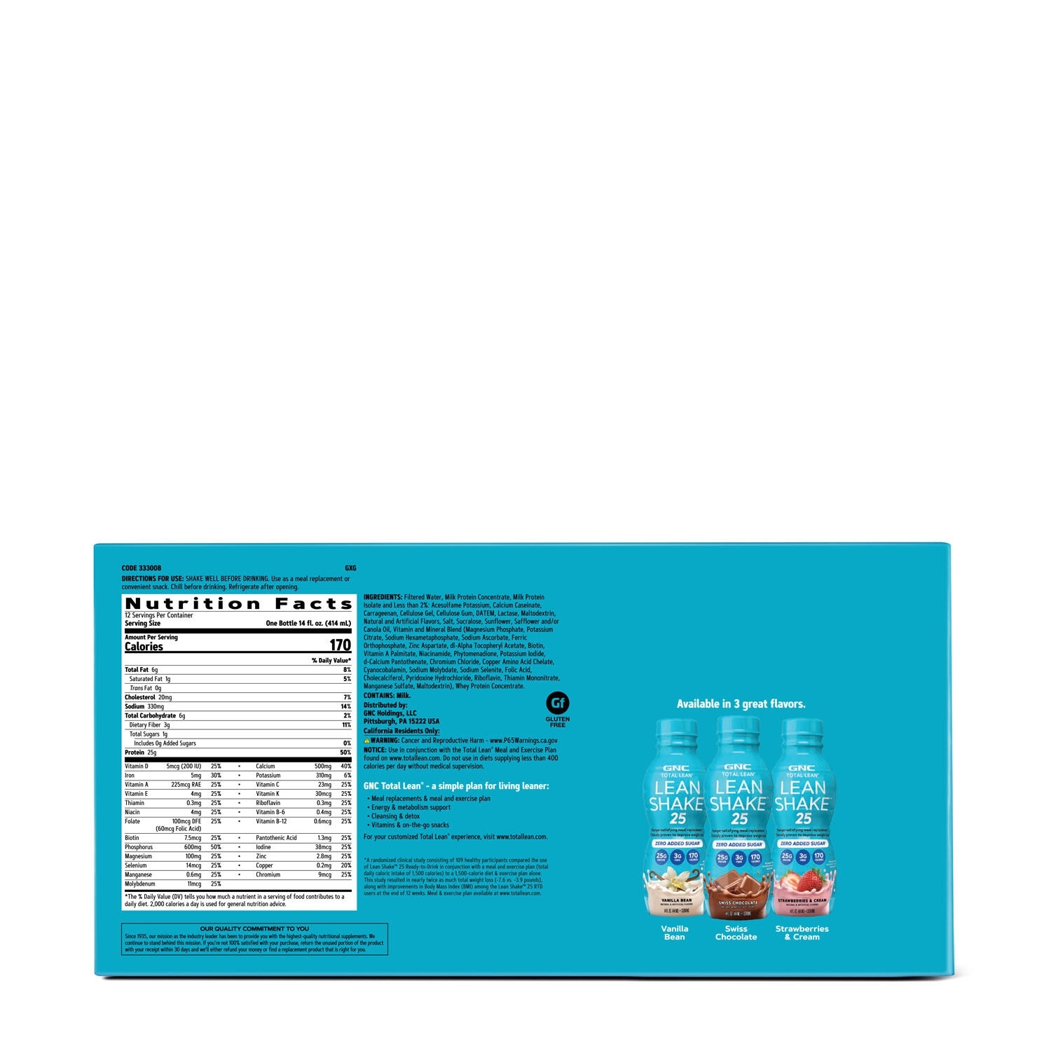 Shake proteic cu aroma de vanilie Total Lean, 414 ml, GNC