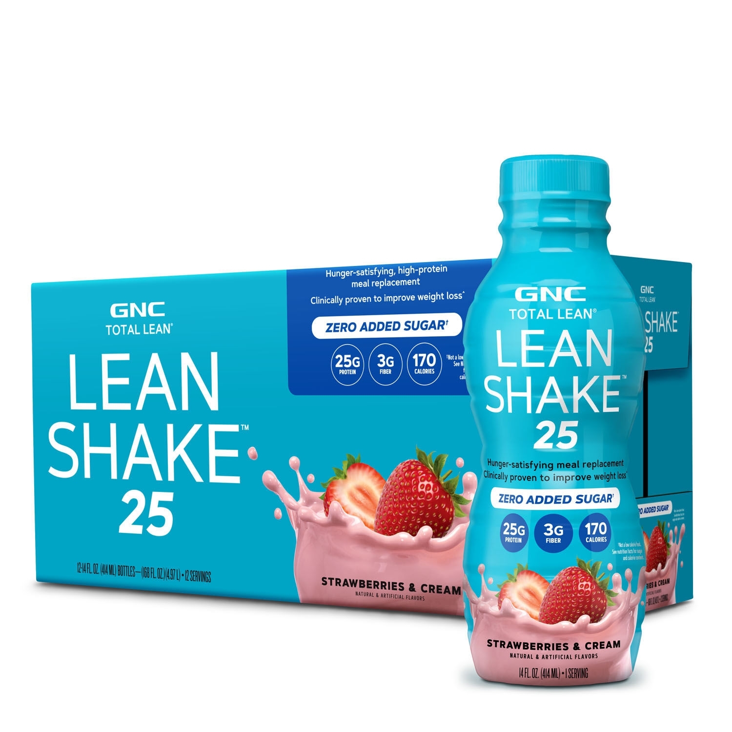 Shake proteic cu aroma de capsuni si frisca Total Lean, 414 ml, GNC