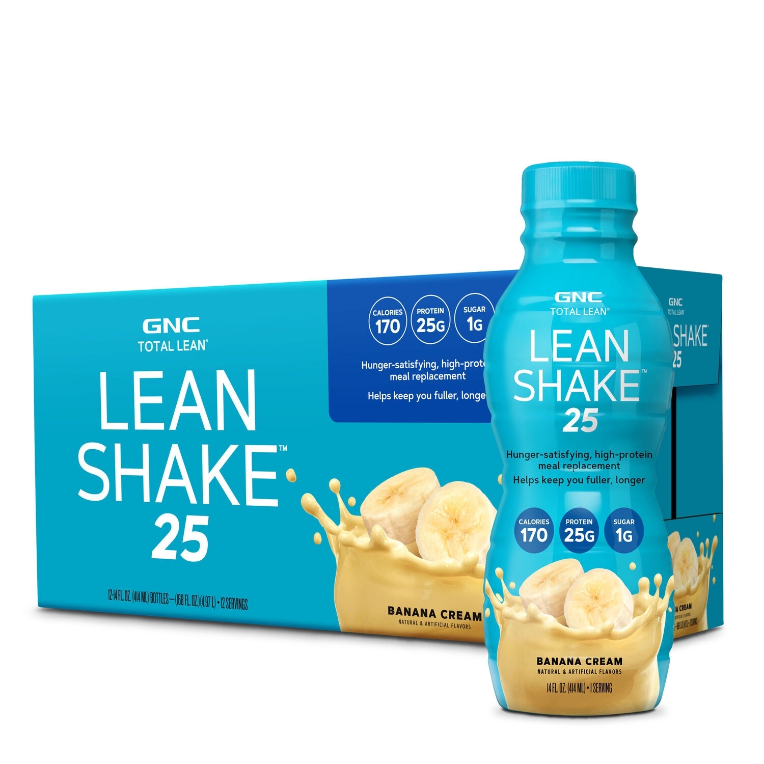 Shake proteic cu aroma de banane Total Lean, 414 ml, GNC