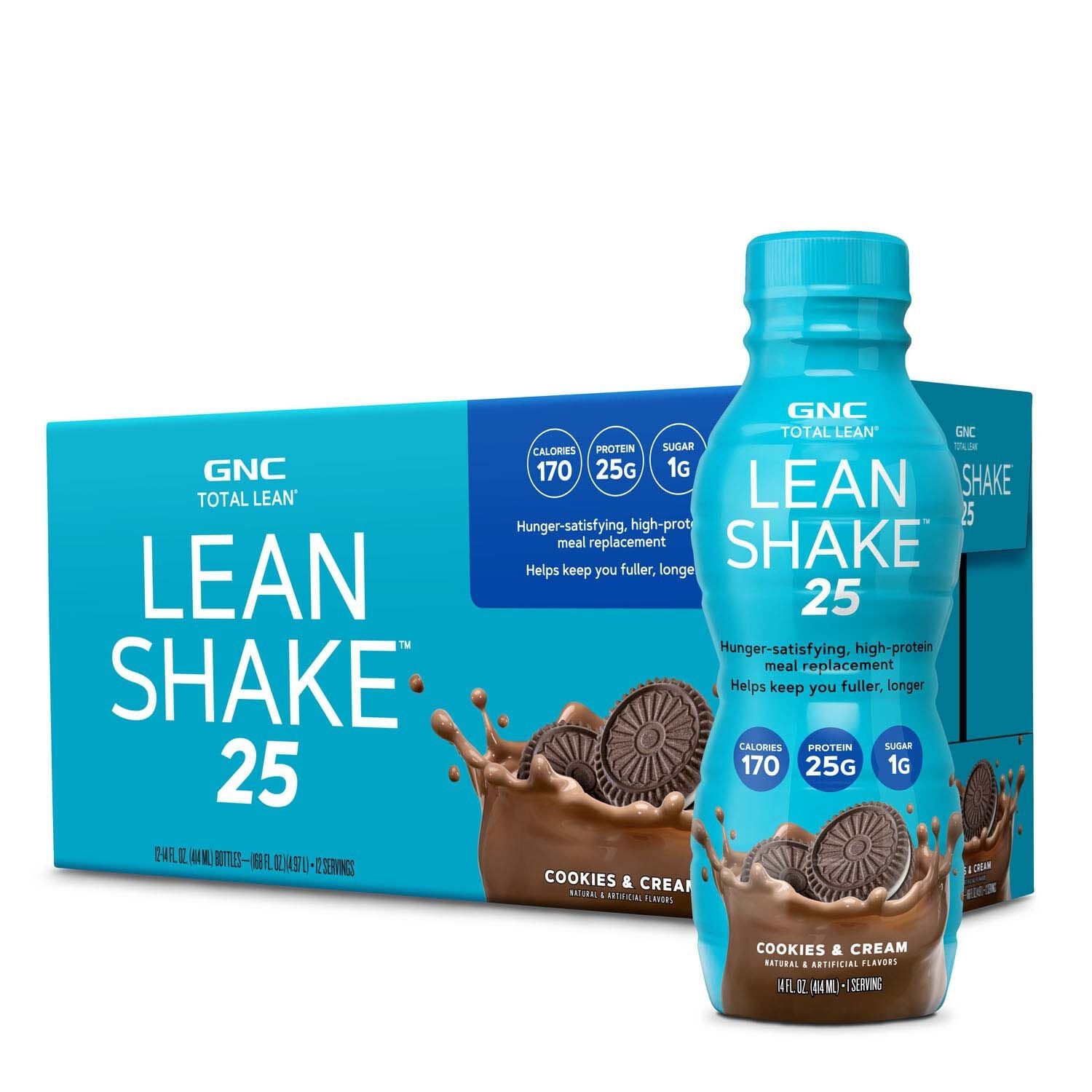 Shake proteic cu aroma de biscuiti cu crema Total Lean, 414 ml, GNC