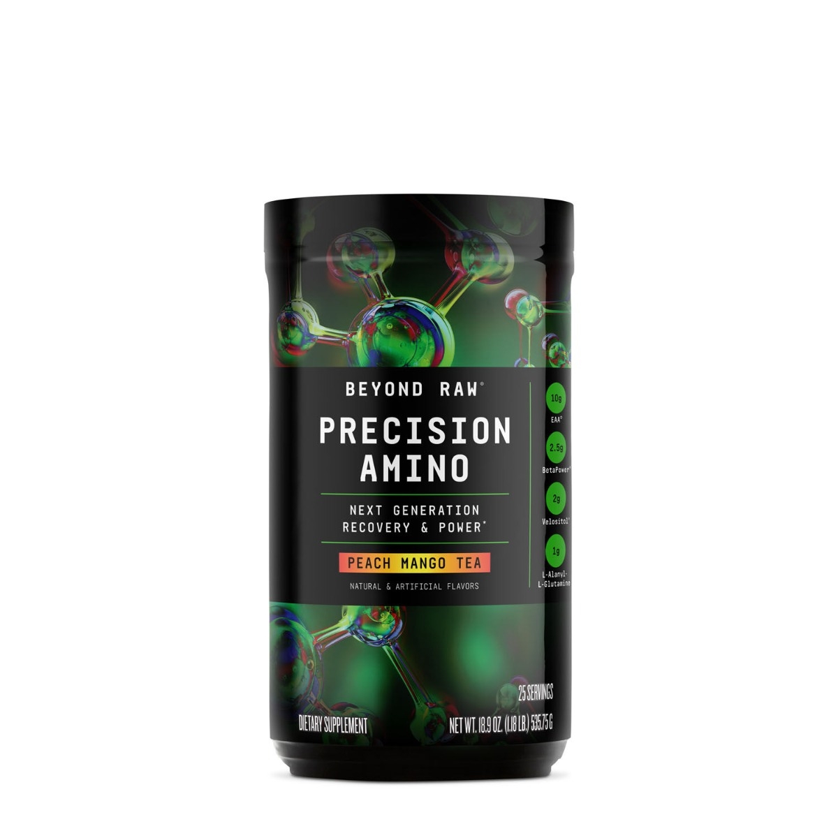 Aminoacizi cu aroma de ceai de piersici si mango Beyond Raw Precision Amino, 535.75 g, GNC