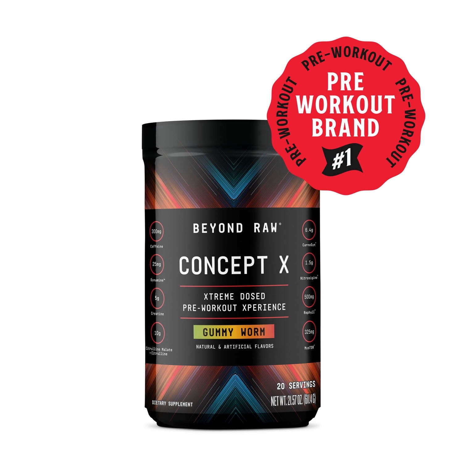 Pre-workout cu aroma gummy worm Concept X, 588.6 g, Beyond Raw